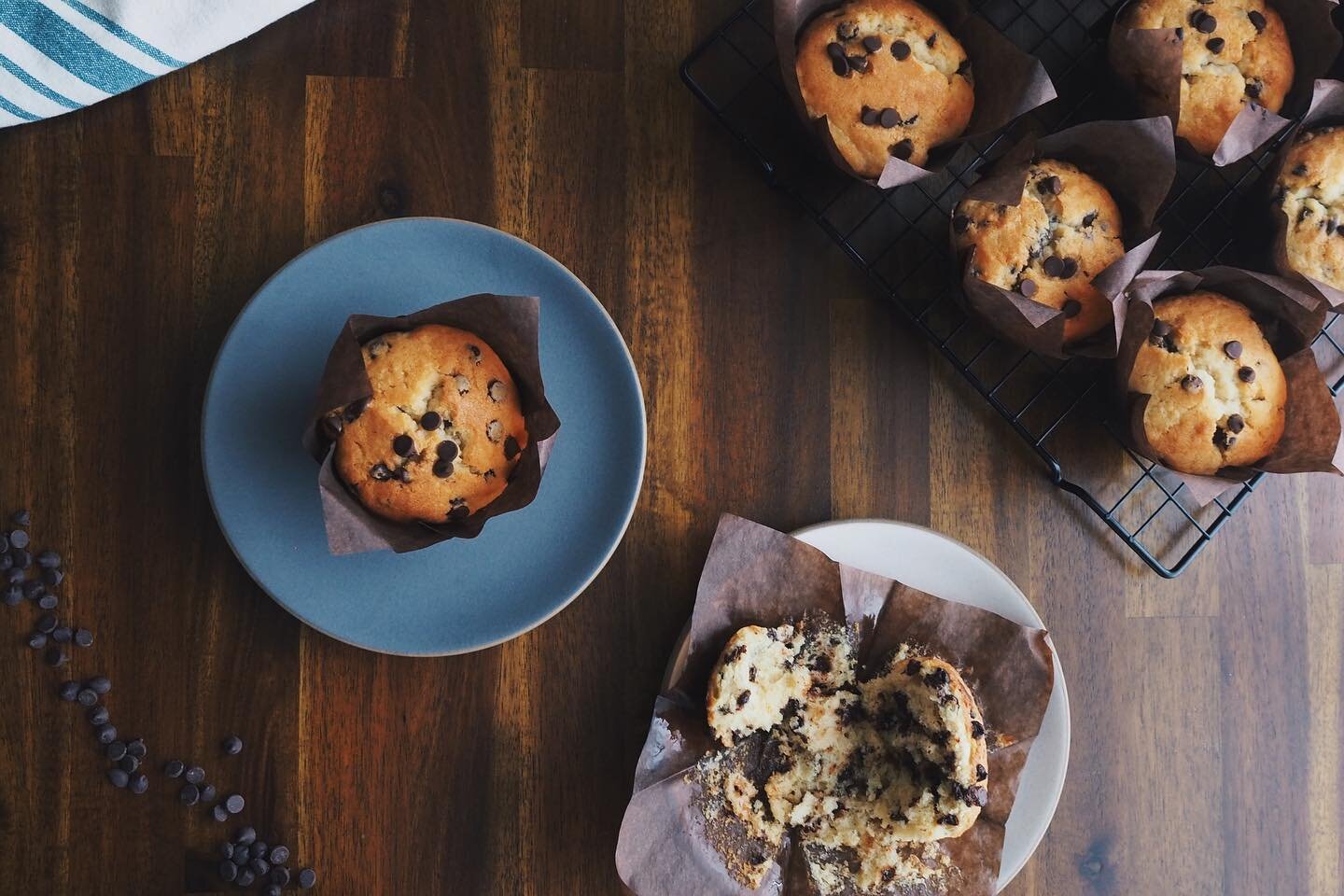 another batch of these! typically not a fan of muffins, but these are literally the best chocolate chip muffins in the world. recipe from @cleobuttera