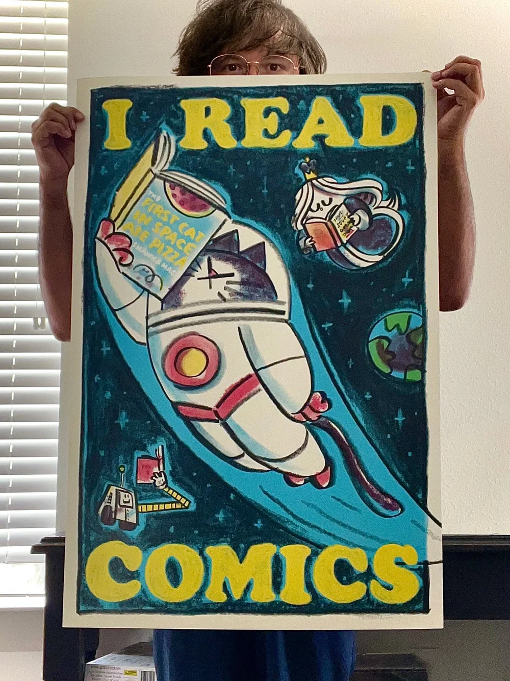 I READ COMICS poster — The First Cat in Space