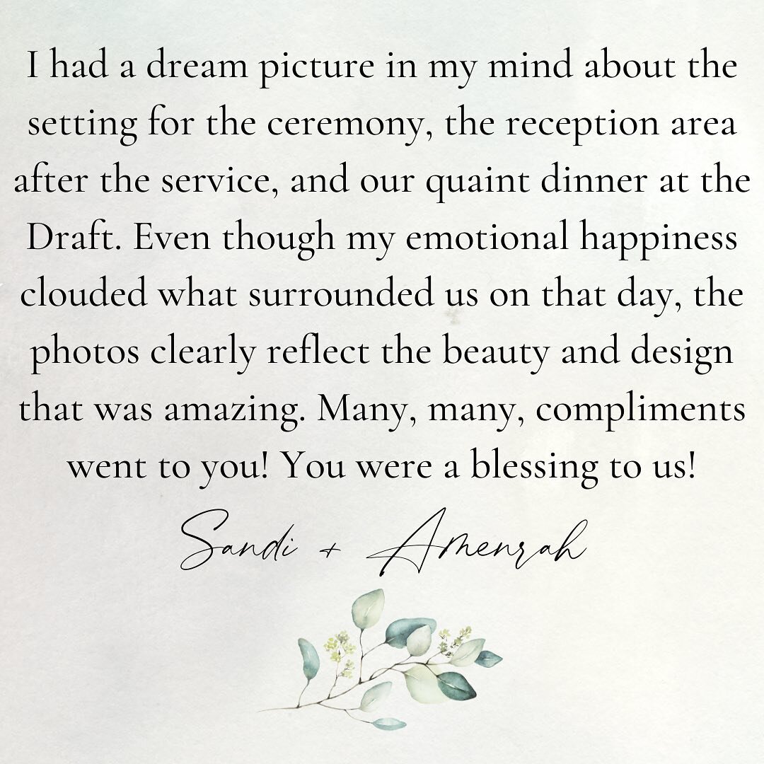 We never get tired of these kinds of messages. Thank you Sandi and Amenrah for letting us decorate the best day of your life 🤍✨