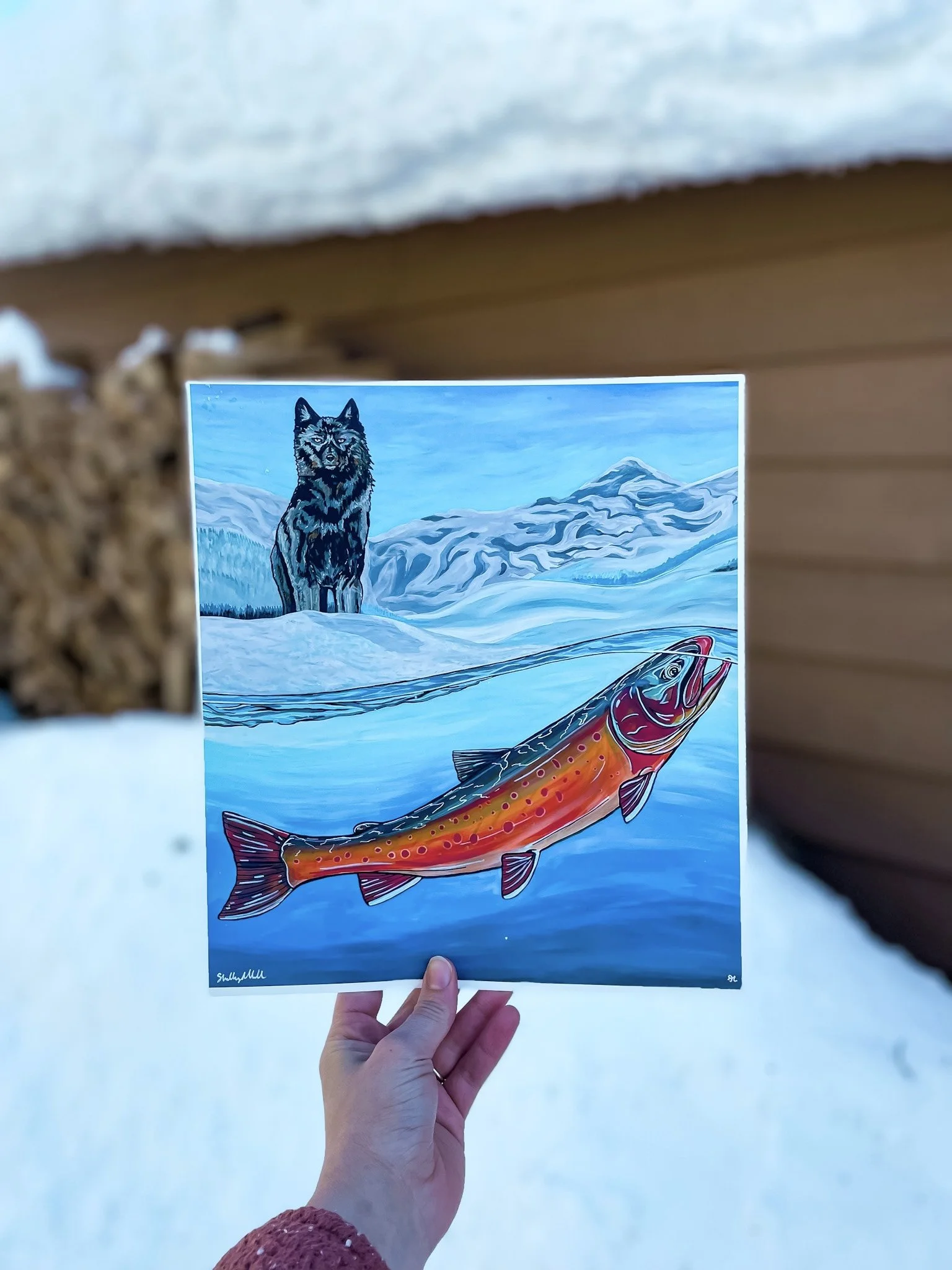 Looming Wolf Print