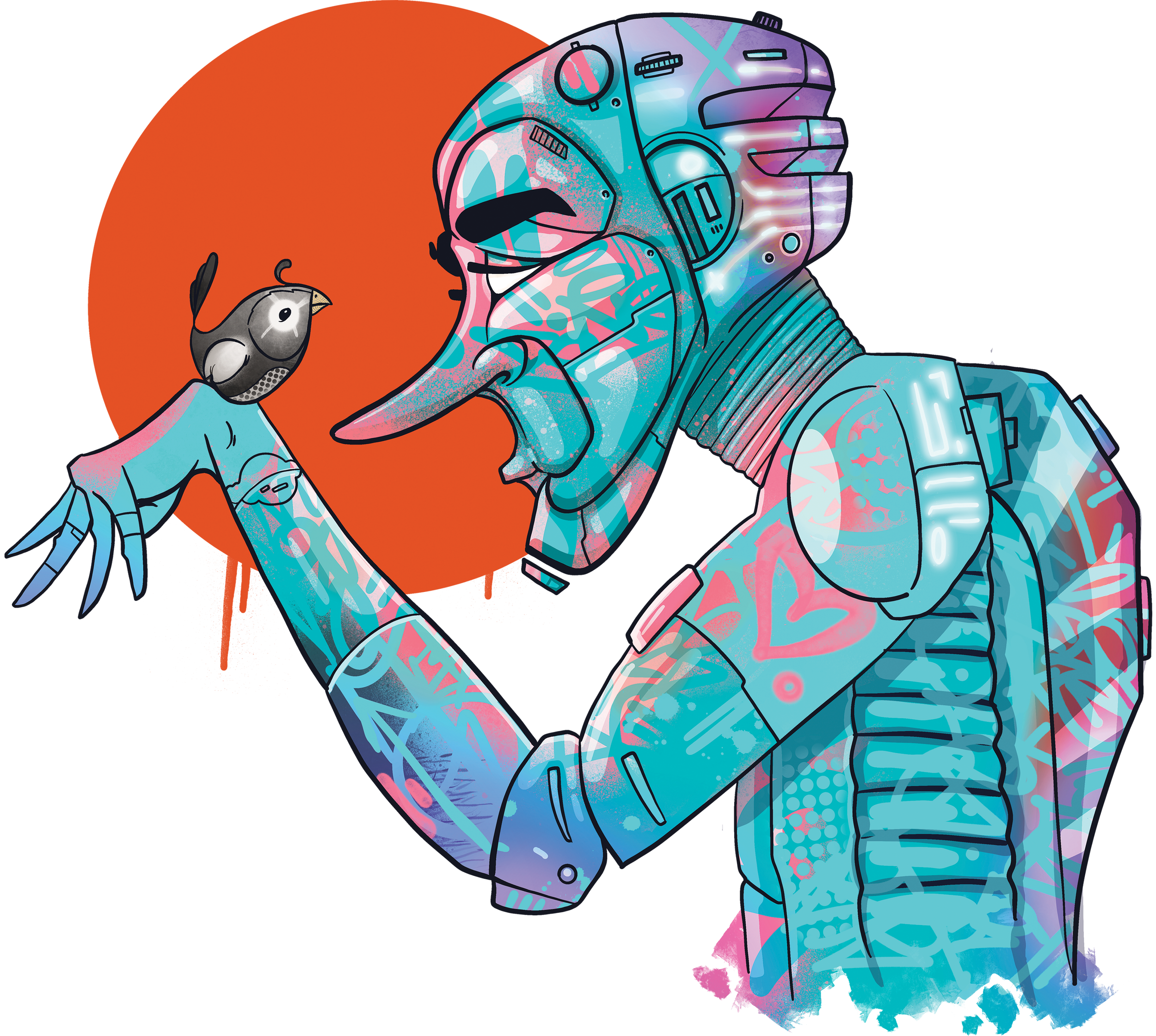 Robo Love Illustration for apparel & merch