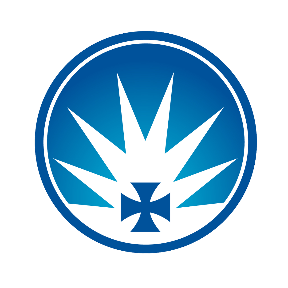 Australian Nursing and Midwifery Federation - A globe with a blue gradient background, featuring stylized white airport runway markings and an airport symbol with an arrow, resembling a compass or navigation icon.