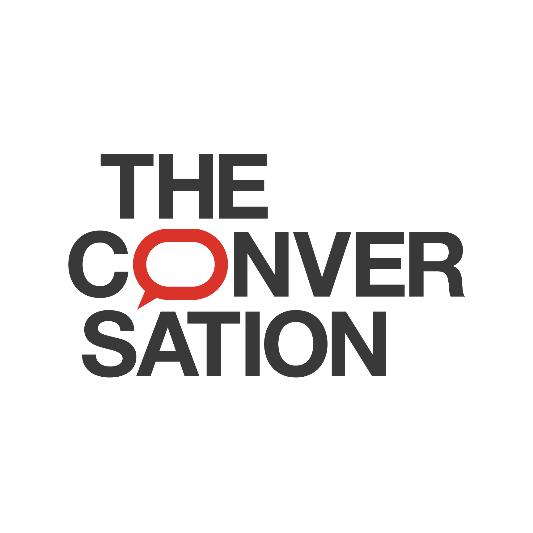 A logo for The Conversation featuring the words 'THE' in gray, 'CON' in gray, and 'VER' in gray, with the letter 'O' replaced by a red speech bubble.