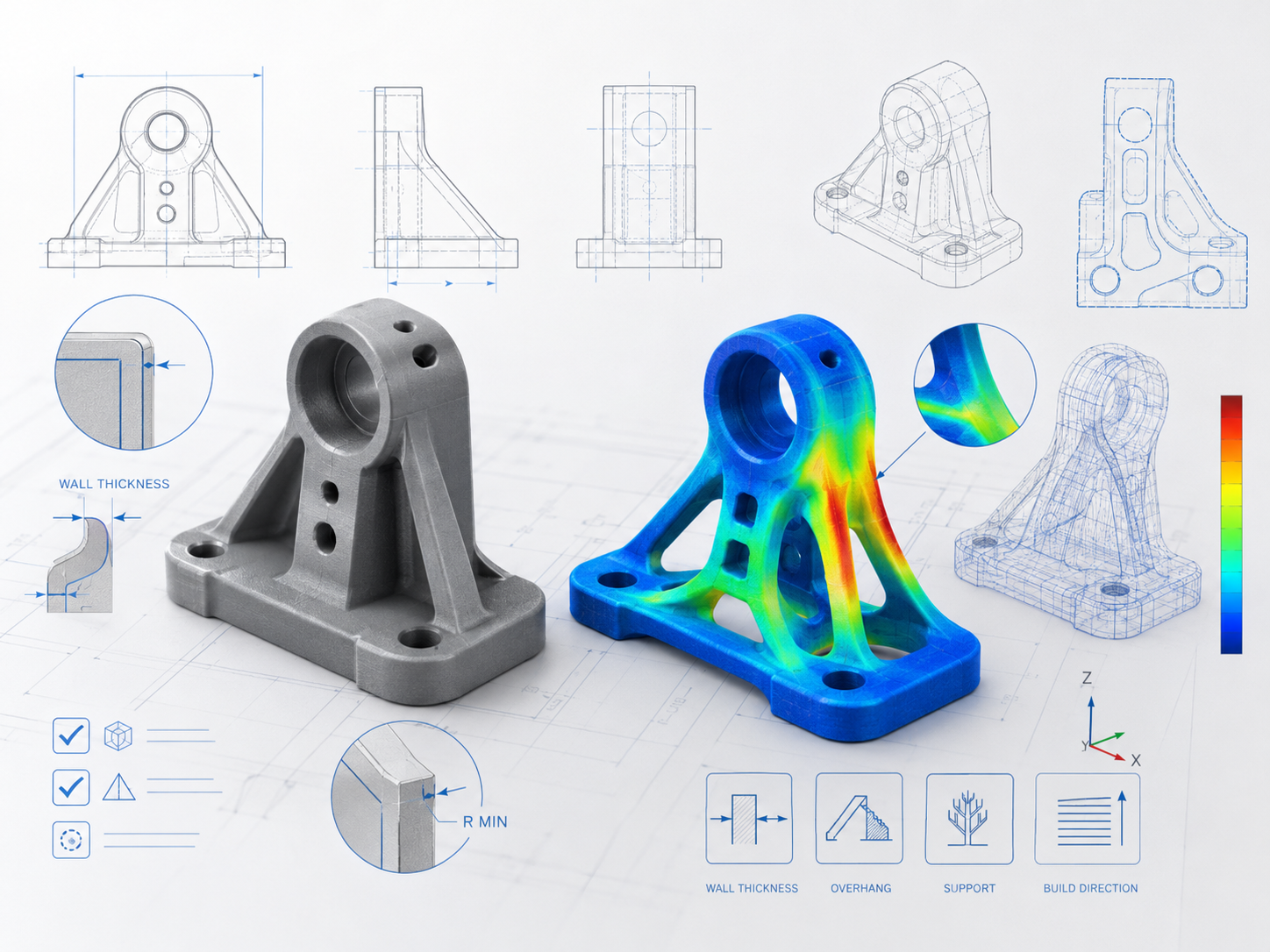 FEA simulation and CAD review image showing engineering-focused 3D printing support from CADify