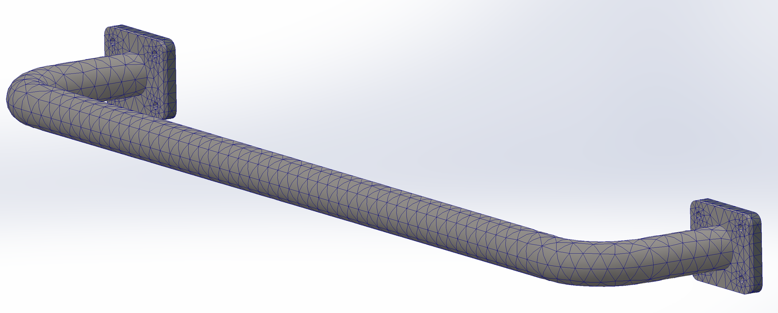 Detailed mesh visualization of the exhaust assembly prepared for finite element analysis, a pivotal step for ensuring accurate results in the subsequent mechanical analysis.