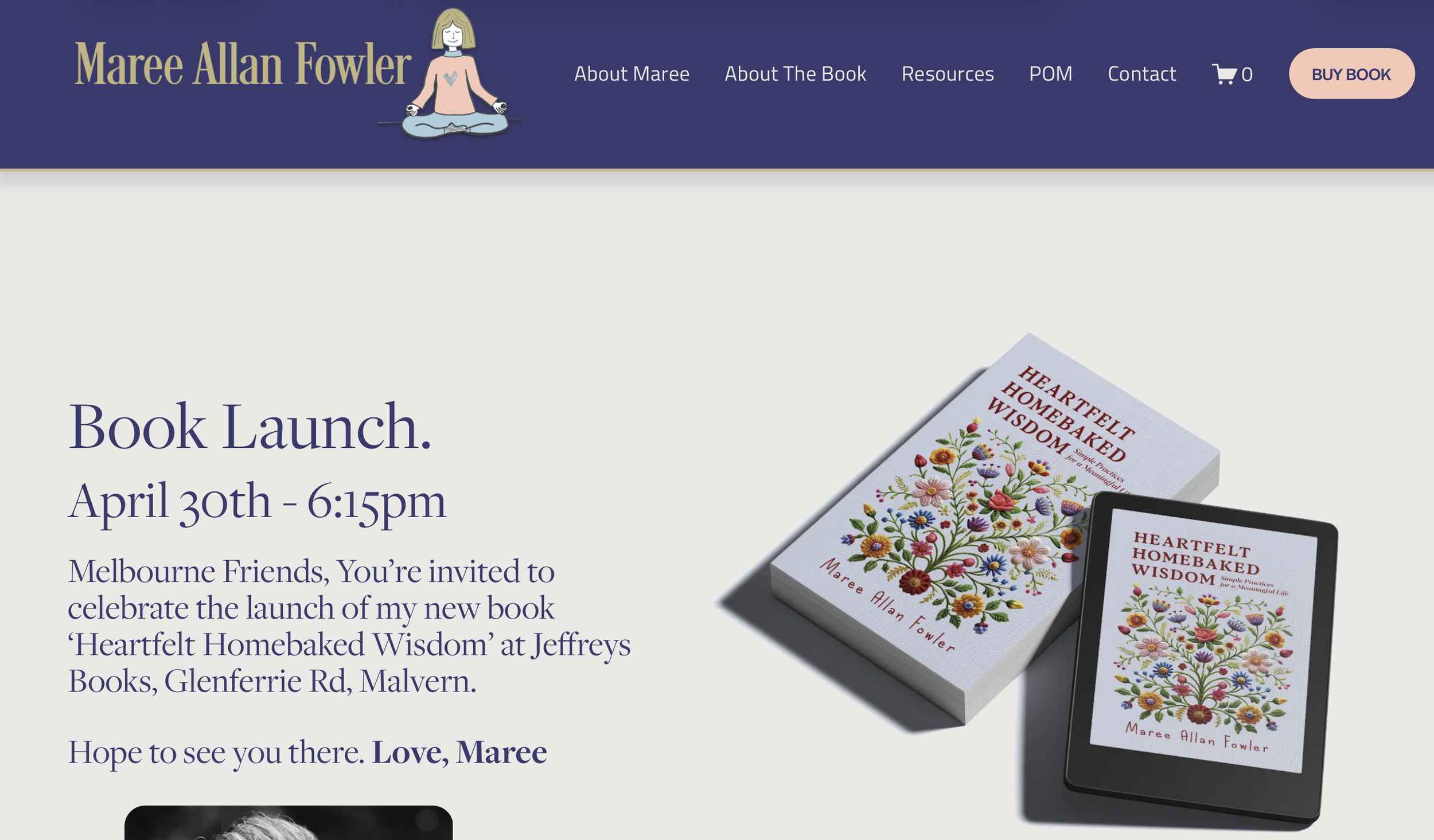 2026 - Website for Author Maree Allan Fowler with paperback and eBook of Heartfelt Homebaked Wisdom