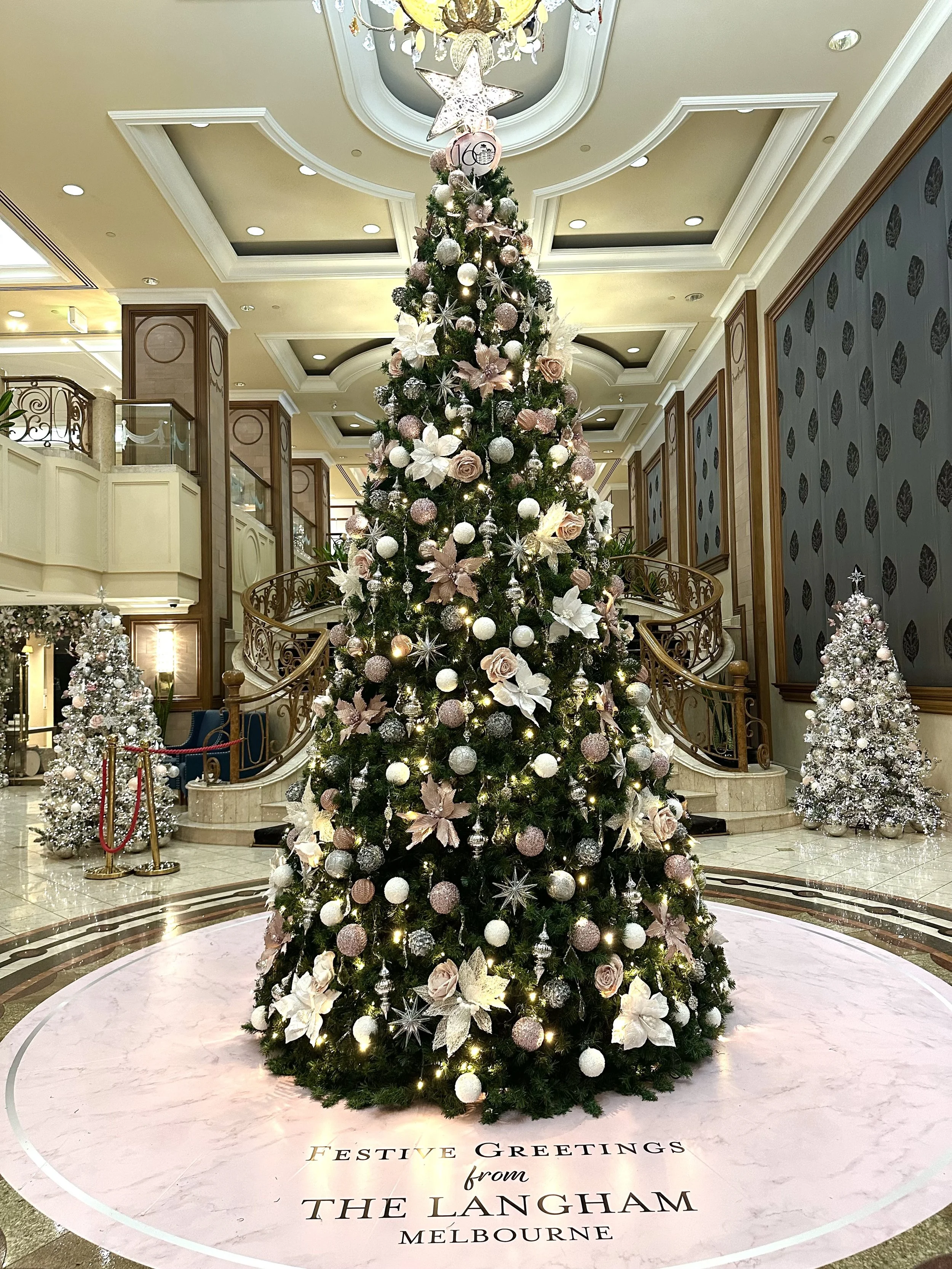 Langham Hotel, Melbourne - marble design decal for under Christmas Tree. Design and install.