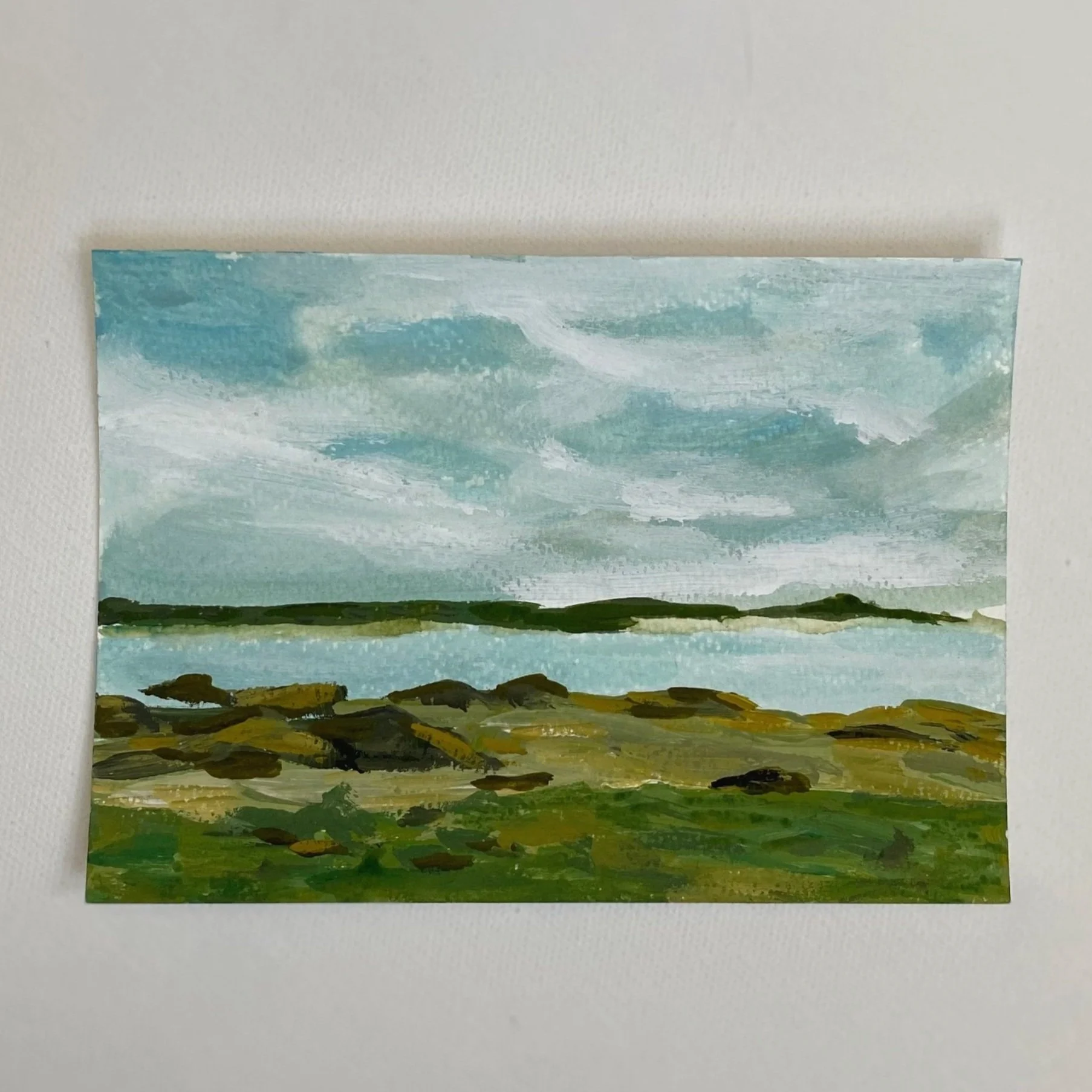 Maine Landscape #13, 4"x6" Original Gouache Painting