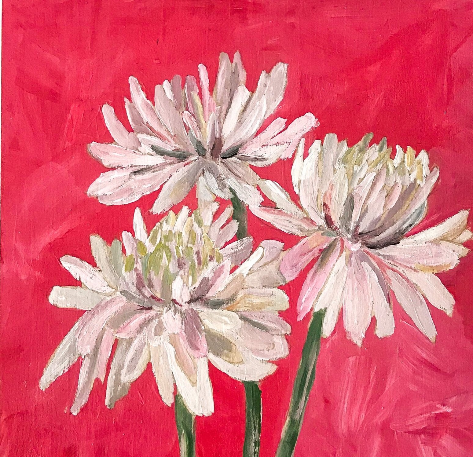 Peony Trio, 6"x6", acrylic on wood, $125