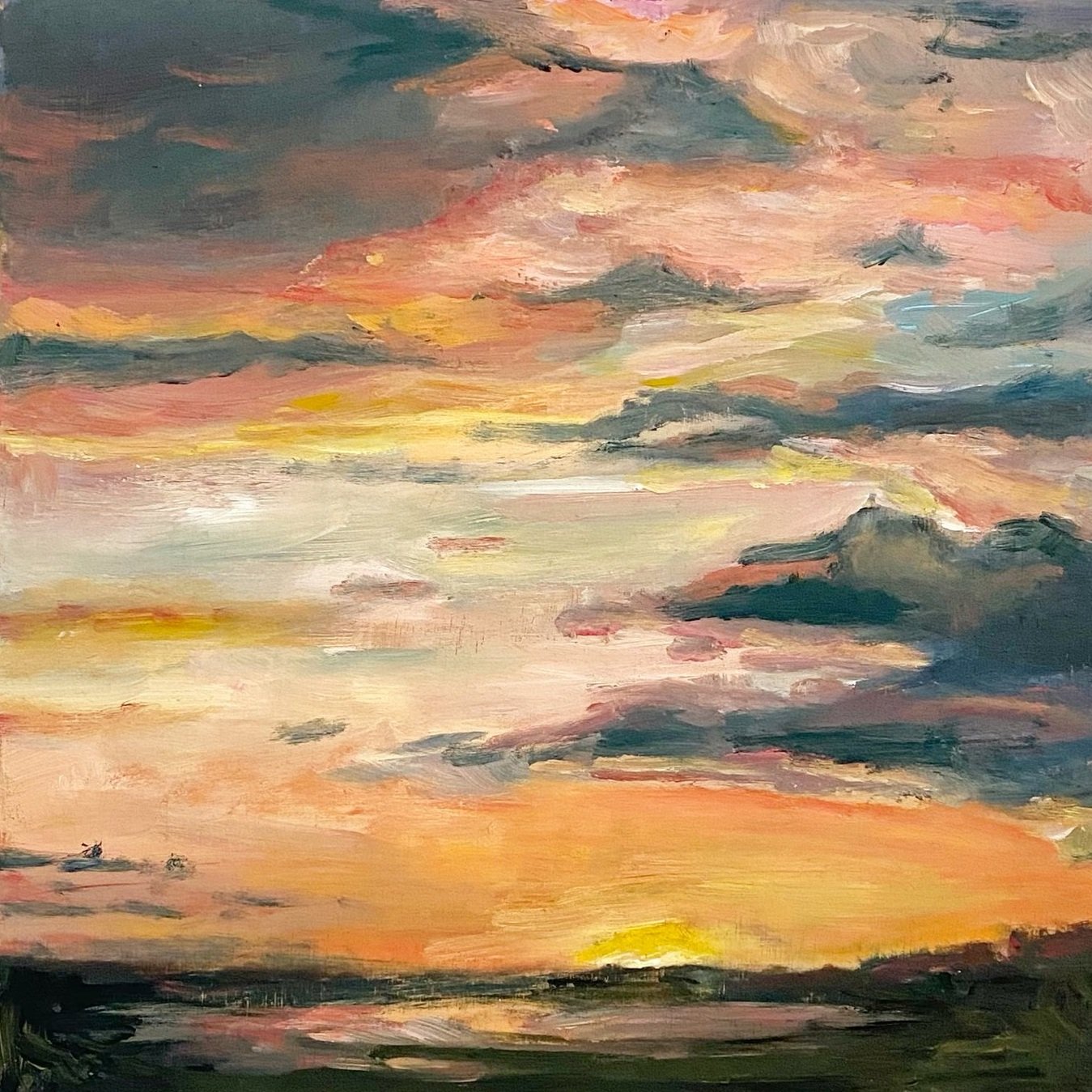 Sunset #6603, 6"x 6", oil on wood, $250