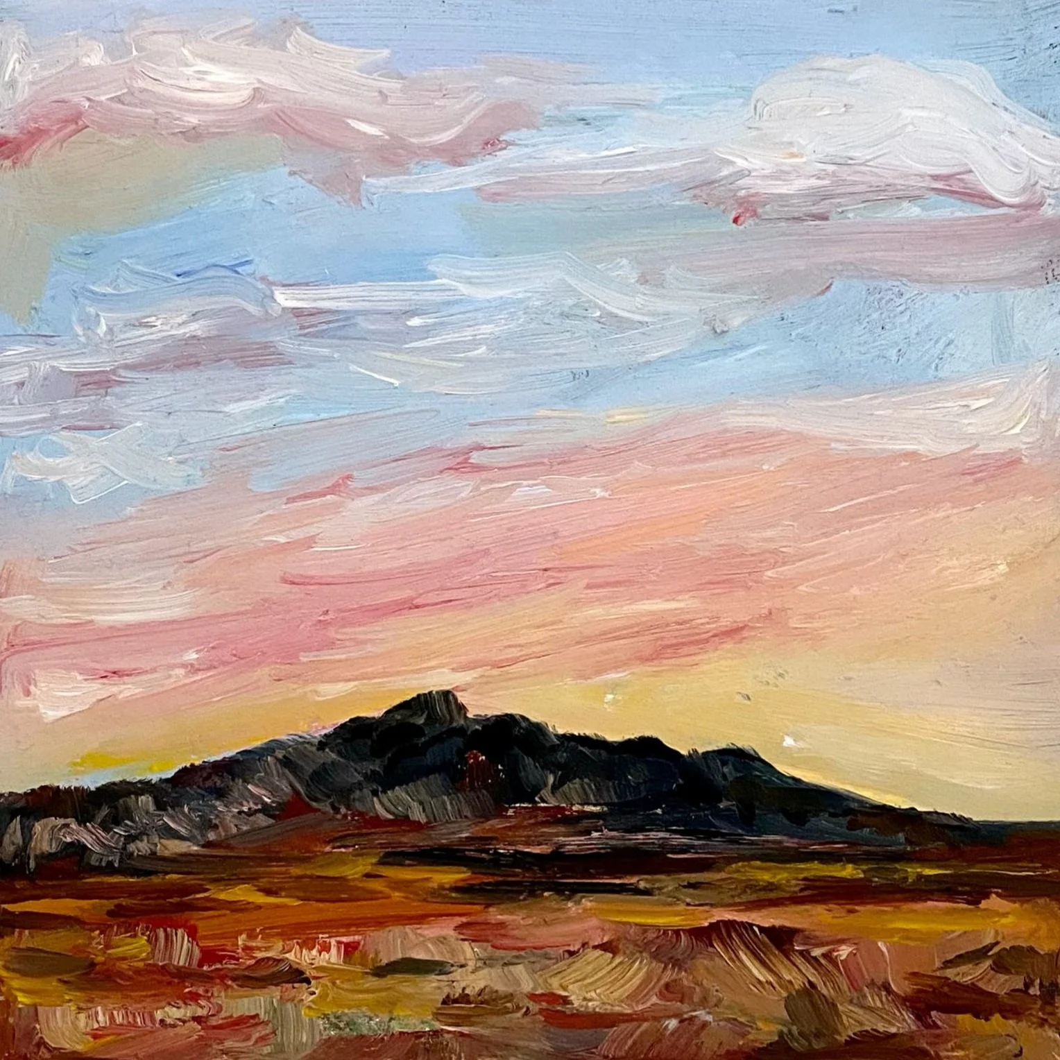 Nevada Pink Sky #6609, 6"x 6", oil on wood, $250