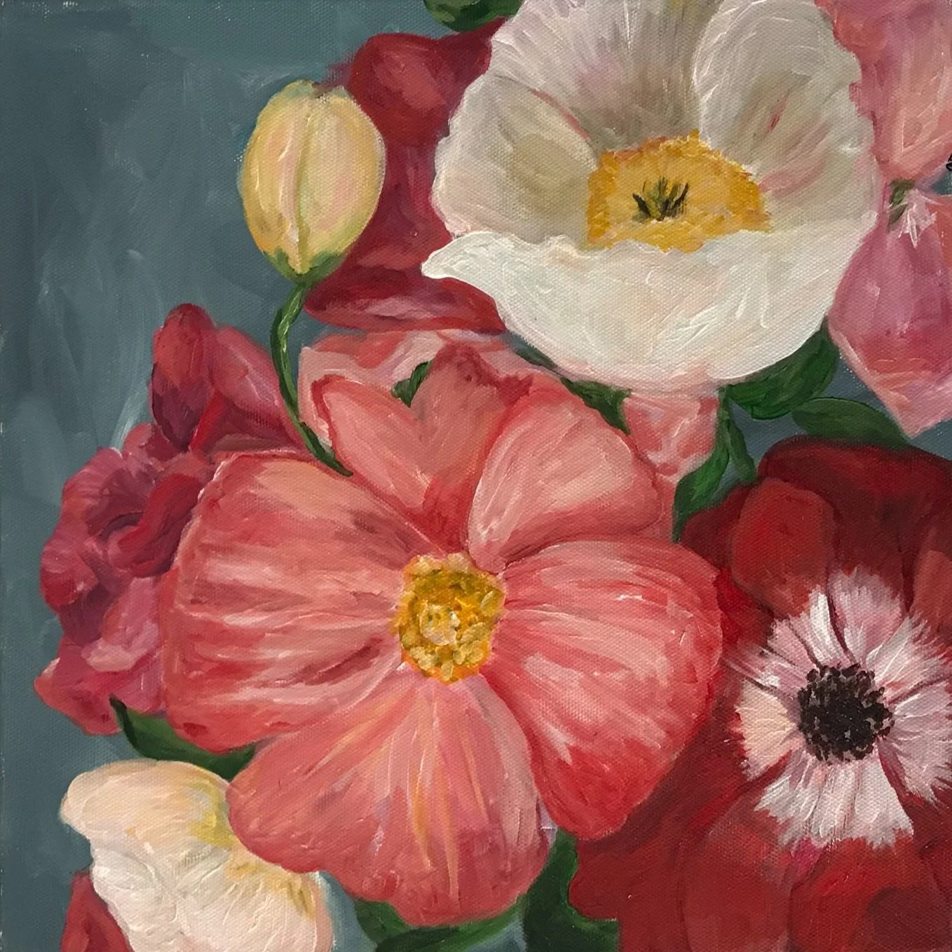 Pretty Poppies, 12"x12", acrylic on canvas, $150 (also available as a print)