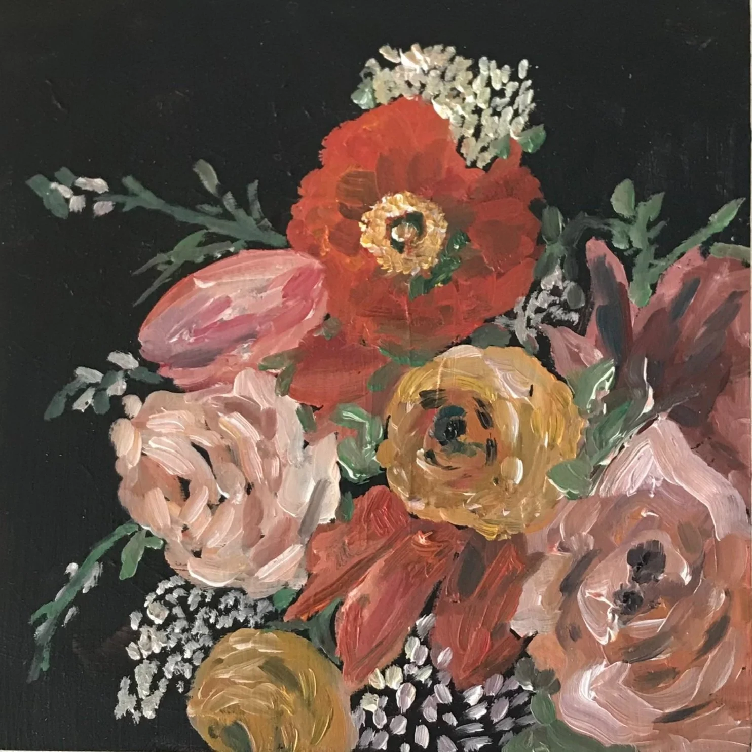 Sweet Bouquet, 6"x6", oil on wood,$150