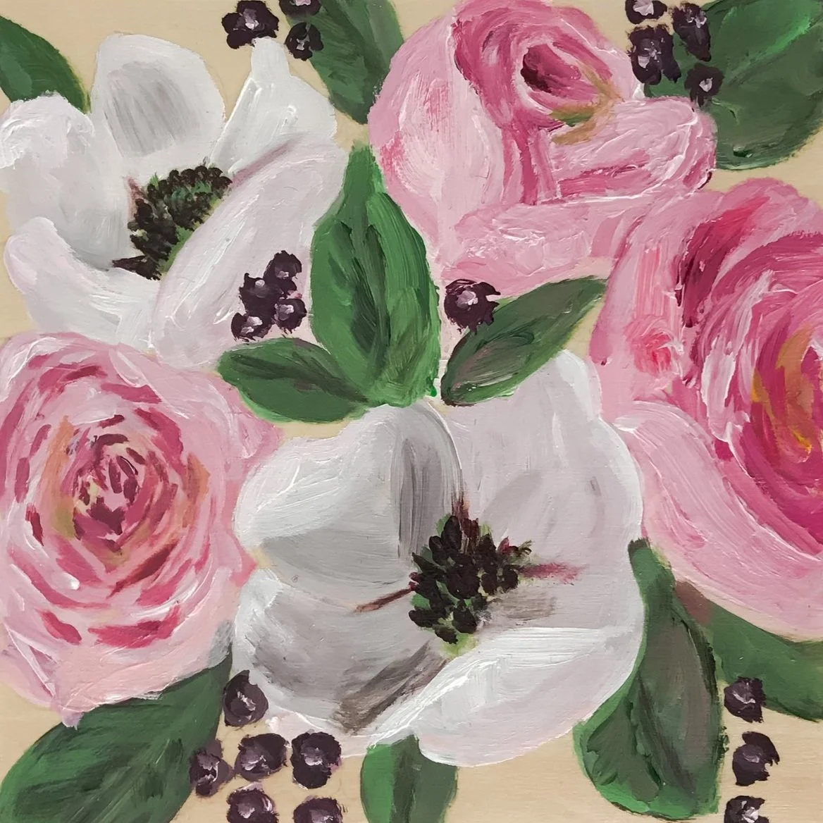 Summer Wedding I, 6"x6", acrylic on wood, $125