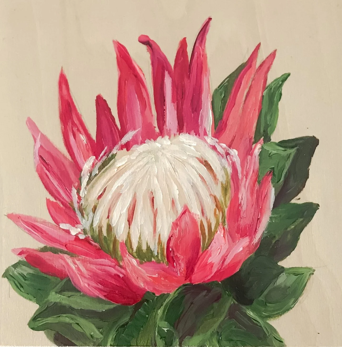 Protea I, 6"x6", acrylic on wood, $125