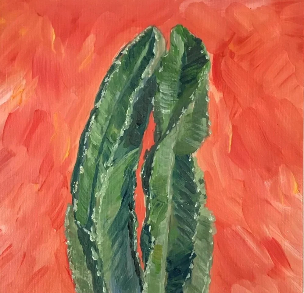 Fiery Cacti, 6"x6", acrylic on wood, $105