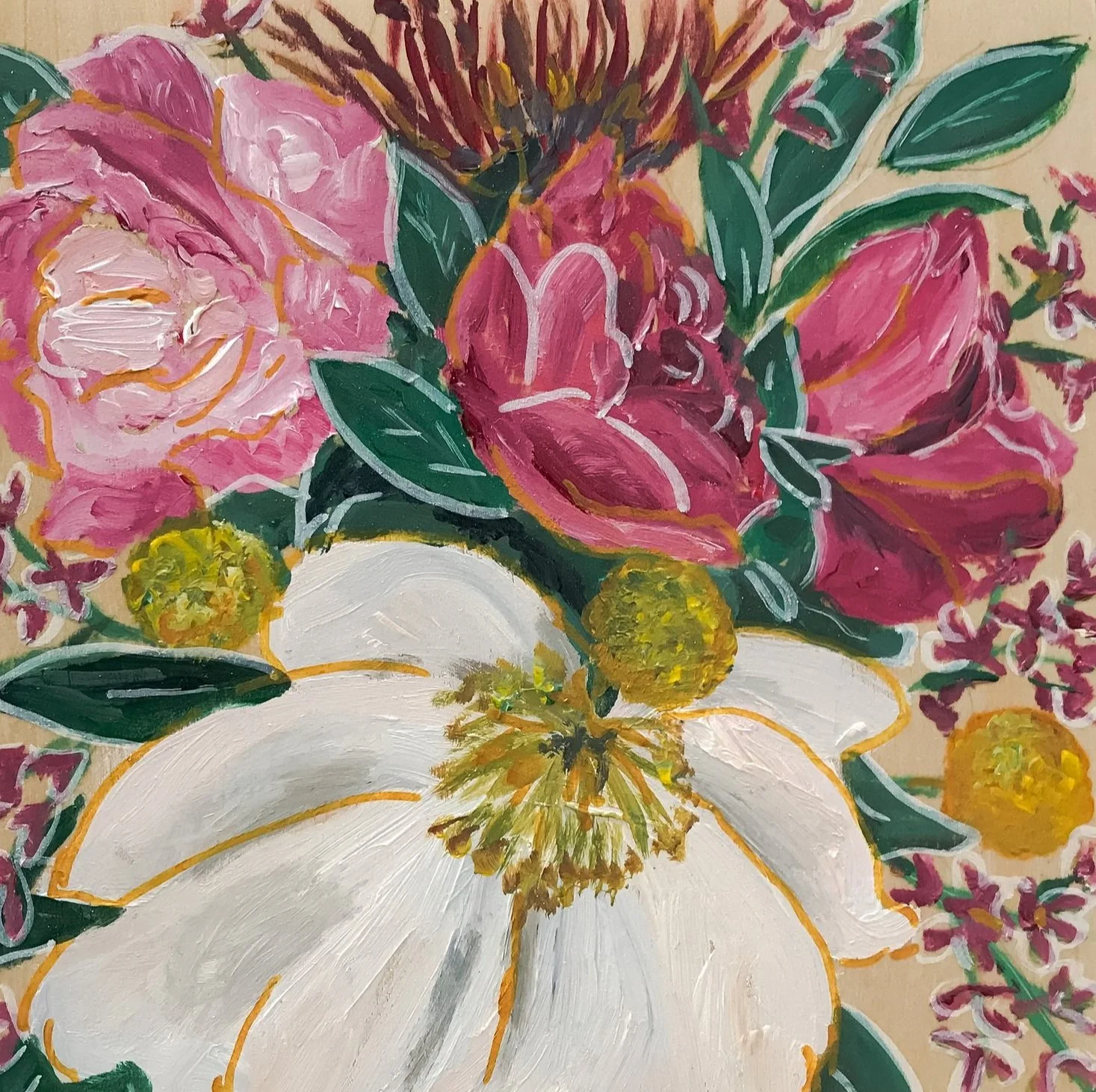 Summer Wedding II, 6"x6", acrylic on wood, $125