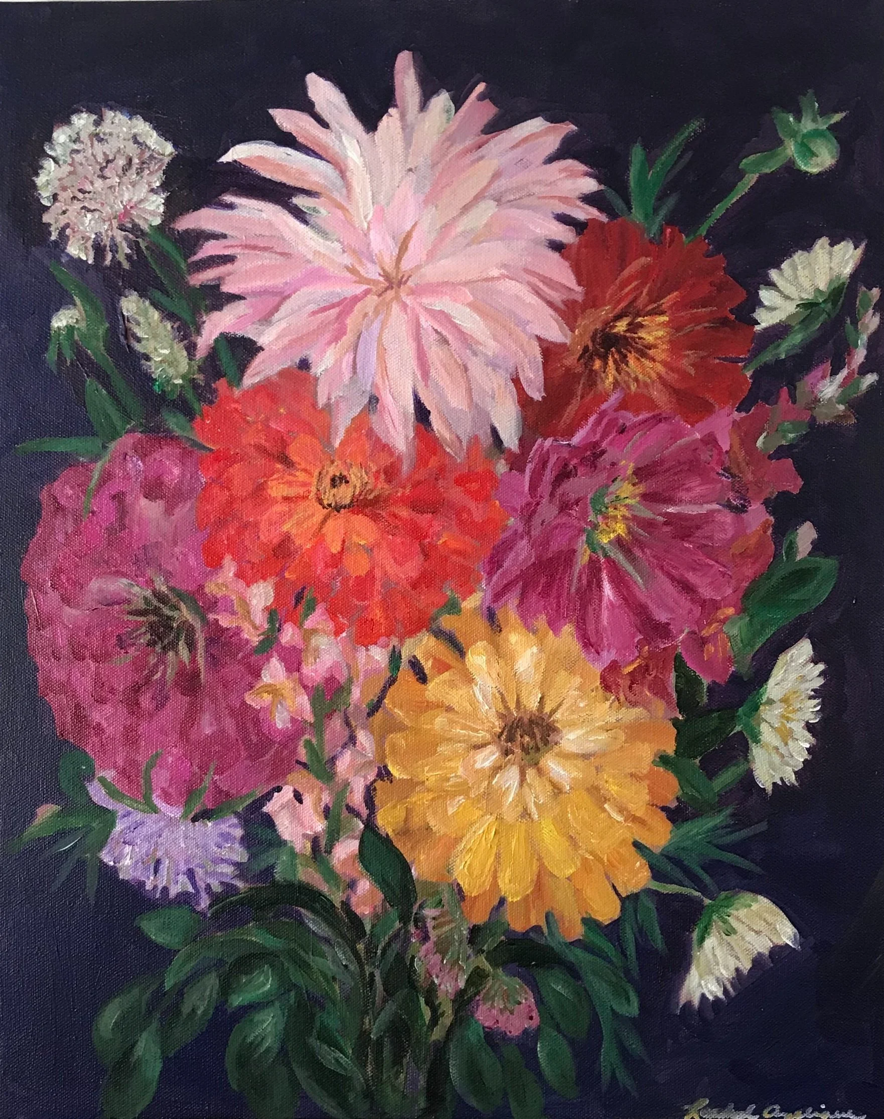 Flower works, Acrylic on canvas, 16"x20", $175