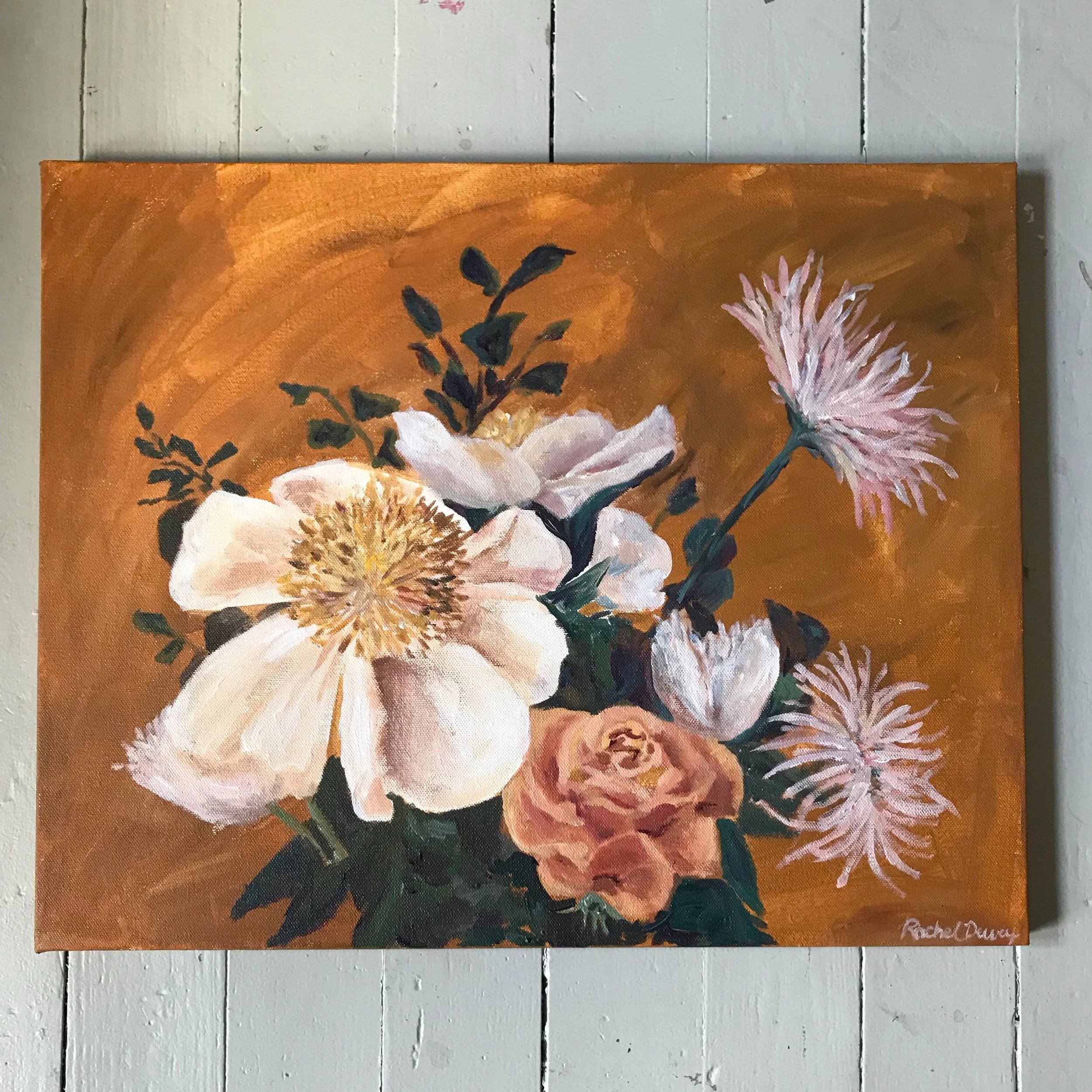 Golden Hour Flower, acrylic on canvas, 18"x24", sold