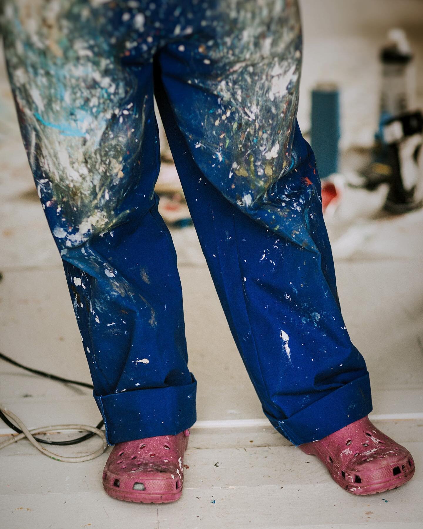 Studio clothes 

My massive overalls - big enough to put on over how ever many layers I am wearing and my painty crocs. Now we are getting into the cold season it tends to be slippers or boots.  After a particular cold spell last year I was dreaming 