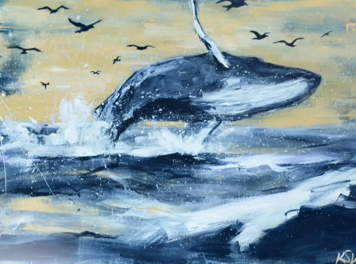 Sent some of these Ocean scenes over to @artgallerykimberley last week. Has been fun to paint something different, these were inspired by a trip to the coast last spring. 🐋 🐳 🐙 🦑
 
#bccoast #canadianwildlifeart #canadianartist #coastalartist