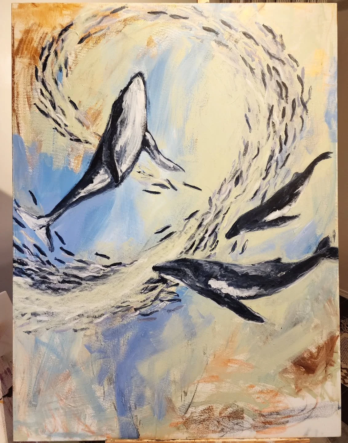 In progress - 36" x 48"- inspired by my time on the coast last summer 🐋🐋

#canadianartist #canadianwildlifeartist #bccoast #humpbackwhalepainting #humpbackwhale