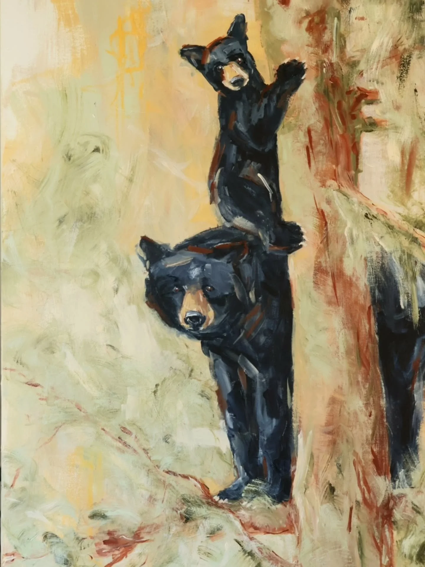 Just returned from a busy month of exciting travels that will hopefully produce some exciting work, but before we get to that, catching up to share that these two new paintings were sent over to @artgallerykimberley last month! 

#bearpaintings #cana