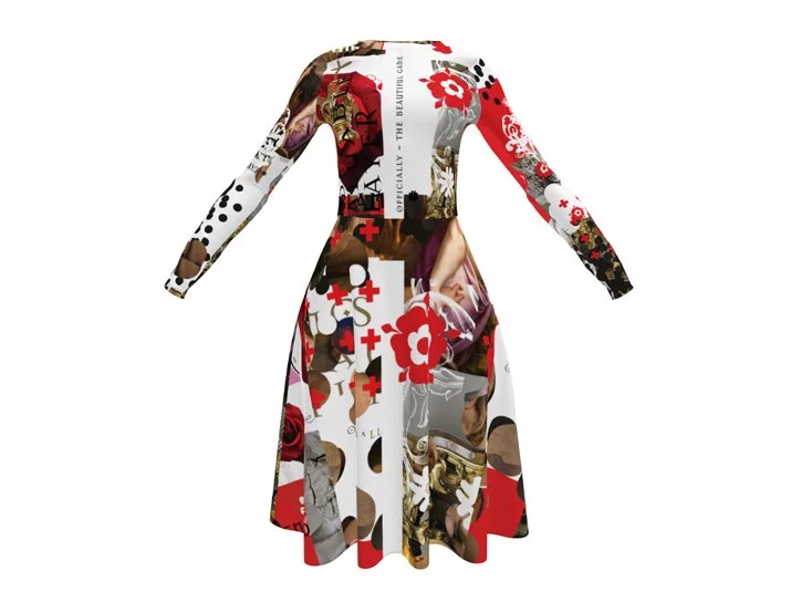 E/05 - The 12th -  England's Most Stylish Squad - All-over print long sleeve midi dress