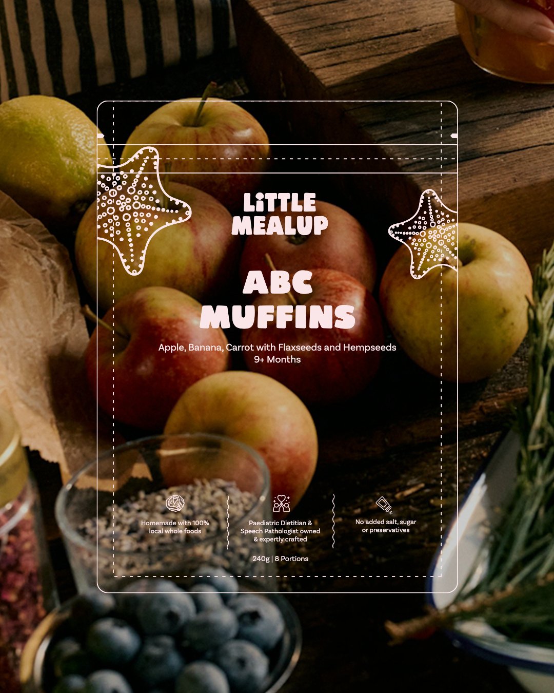 Packaging Pouches for @littlemealup 🐚 ⁠
⁠
"Born from a gap we felt ourselves. As local mums and feeding specialists, we wanted better options for families in the South West (WA). Meals that support growth, development, and real life with little