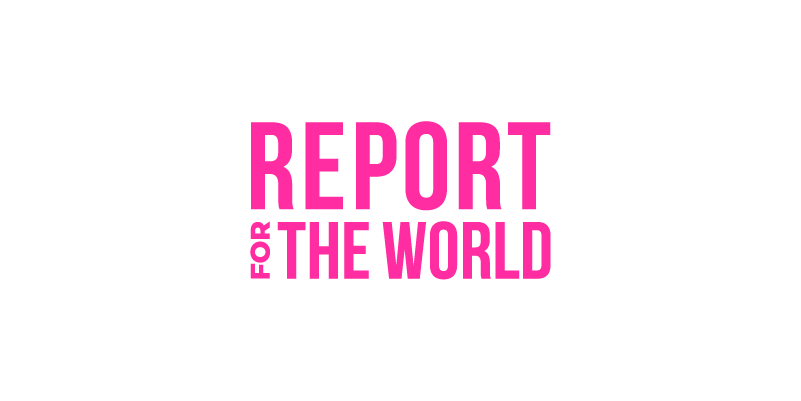 The Report for the World logo in pink