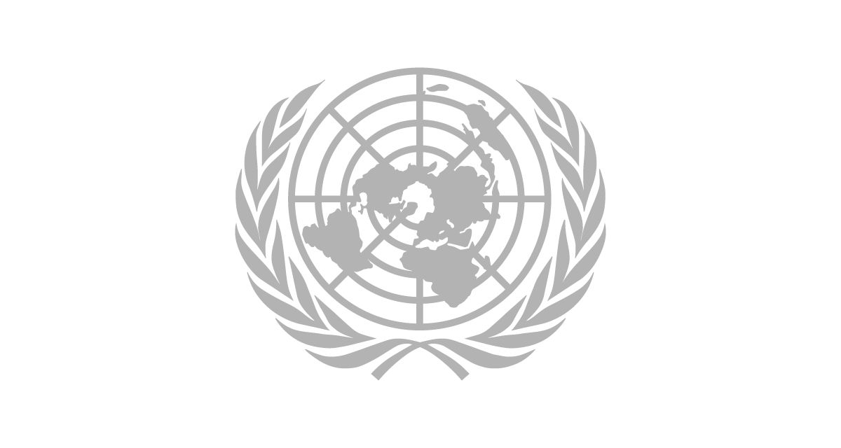 United Nations logo with a world map in a polar azimuthal equidistant projection, surrounded by olive branches.