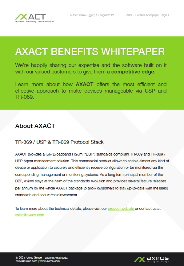 AXACT فوائد Axiros المستند التعريفي التمهيدي