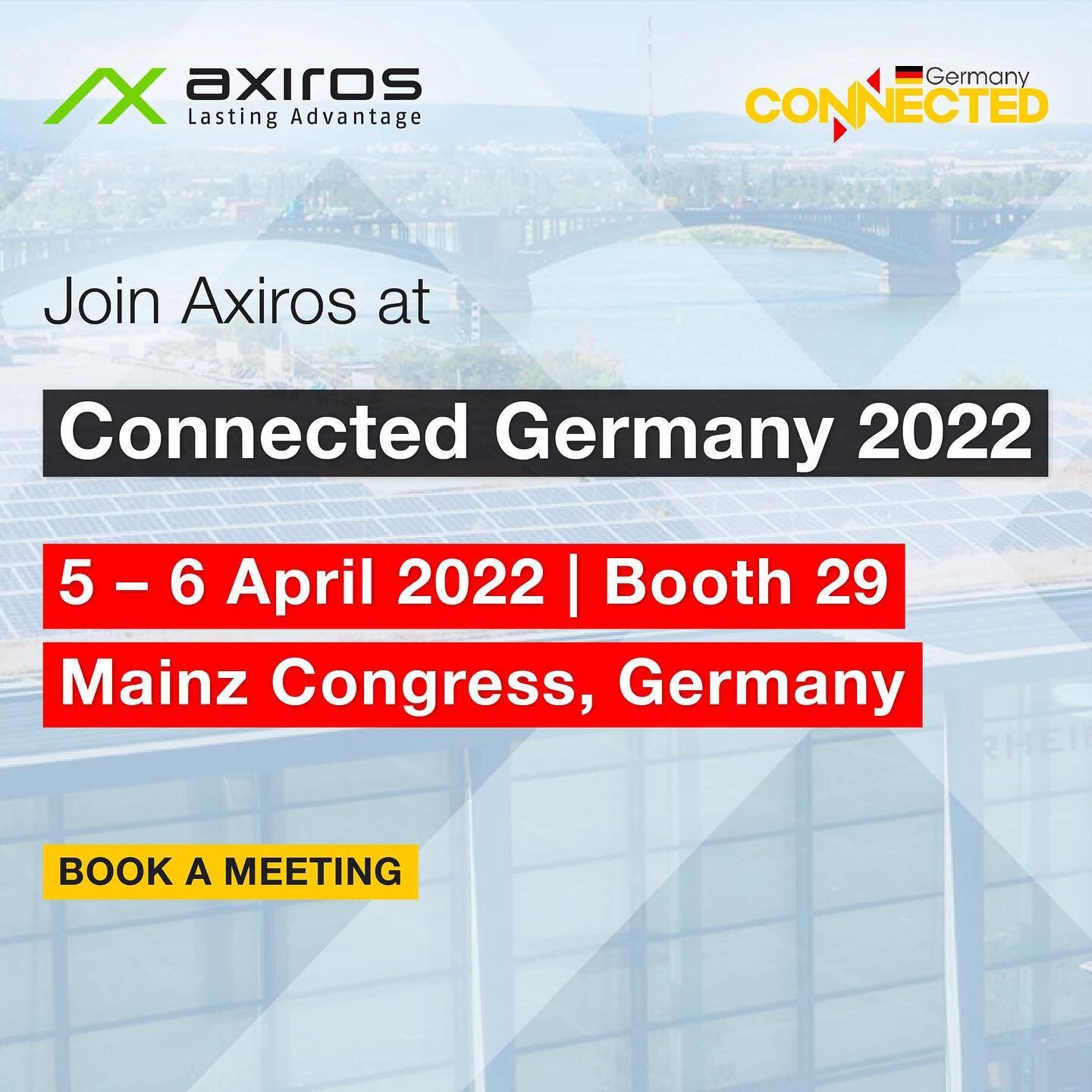 [Events] #Axiros at Connected Germany 2022!

Watch out for Axiros, booth 29, and join our sessions on #DeviceManagement #WiFiOptimization #USP #TR069 #TR369 #QoE #ServiceAssurance #IoT and more.

Get in touch! ➡️ http://ow.ly/zcxf50IzzZg (Link in the