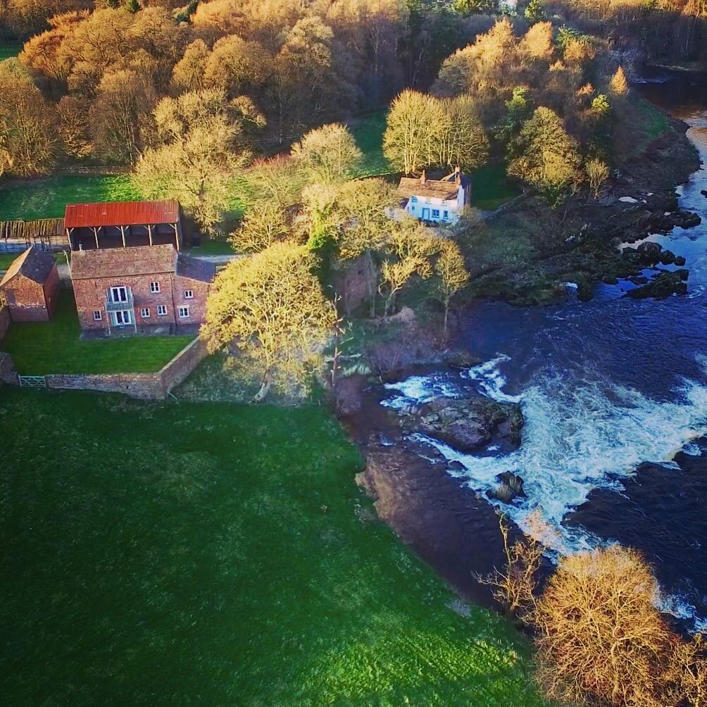 Throwback to Spring and s beautiful #drone shot of our cottages on the #rivereden #lakedistrict #cumbria