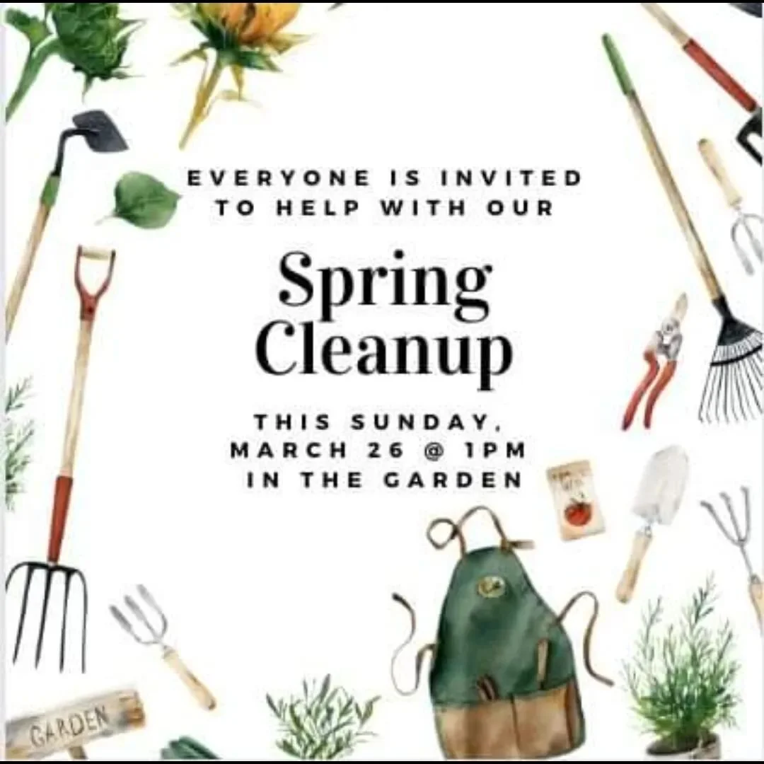 We're baaaack! Everyone is invited to our spring cleanup this Sunday, March 26 at 1pm in the garden. We'll do some pruning, maybe some more seed starting inside, and do an overall clean-up ahead of the growing season. Gloves / garden tools provided.