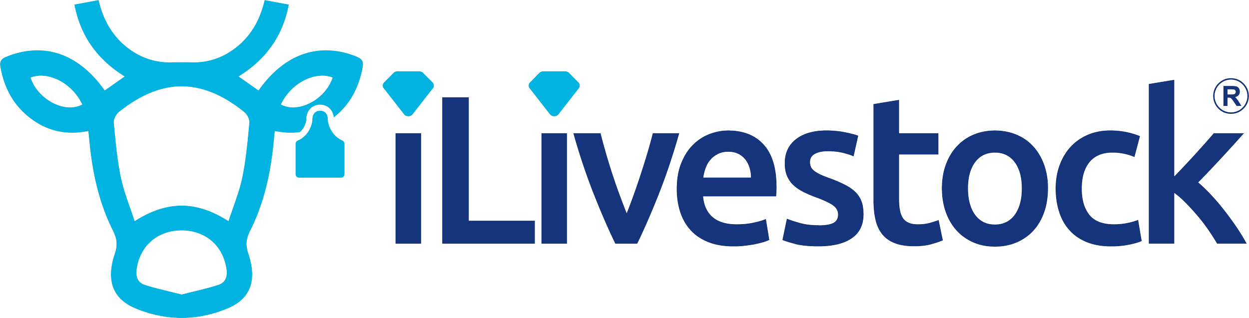 iLivestock logo with blue cow graphic