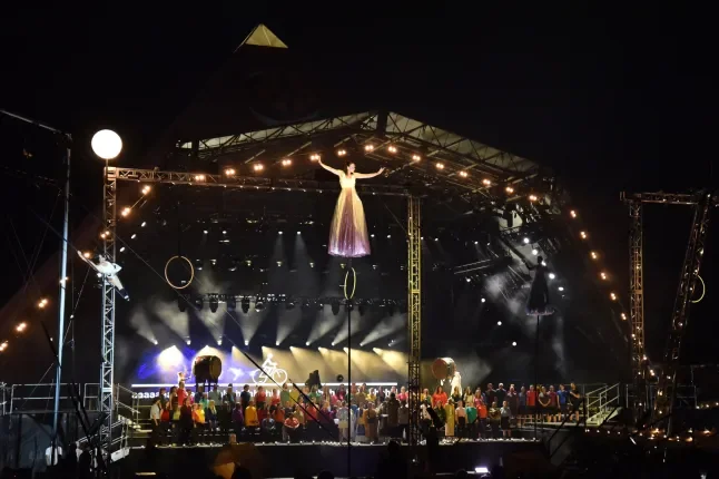 Pyramid stage for Glastonbury opening ceremony 2025 (BBC)