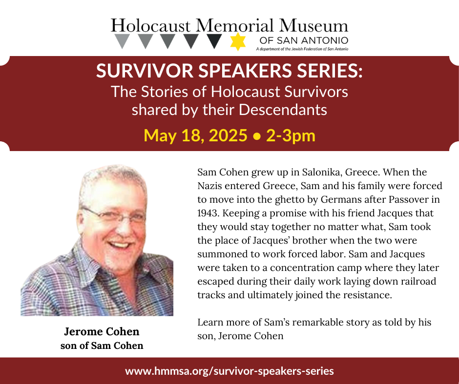 Survivor Speakers Series: The Story of Sam Cohen — The Holocaust ...