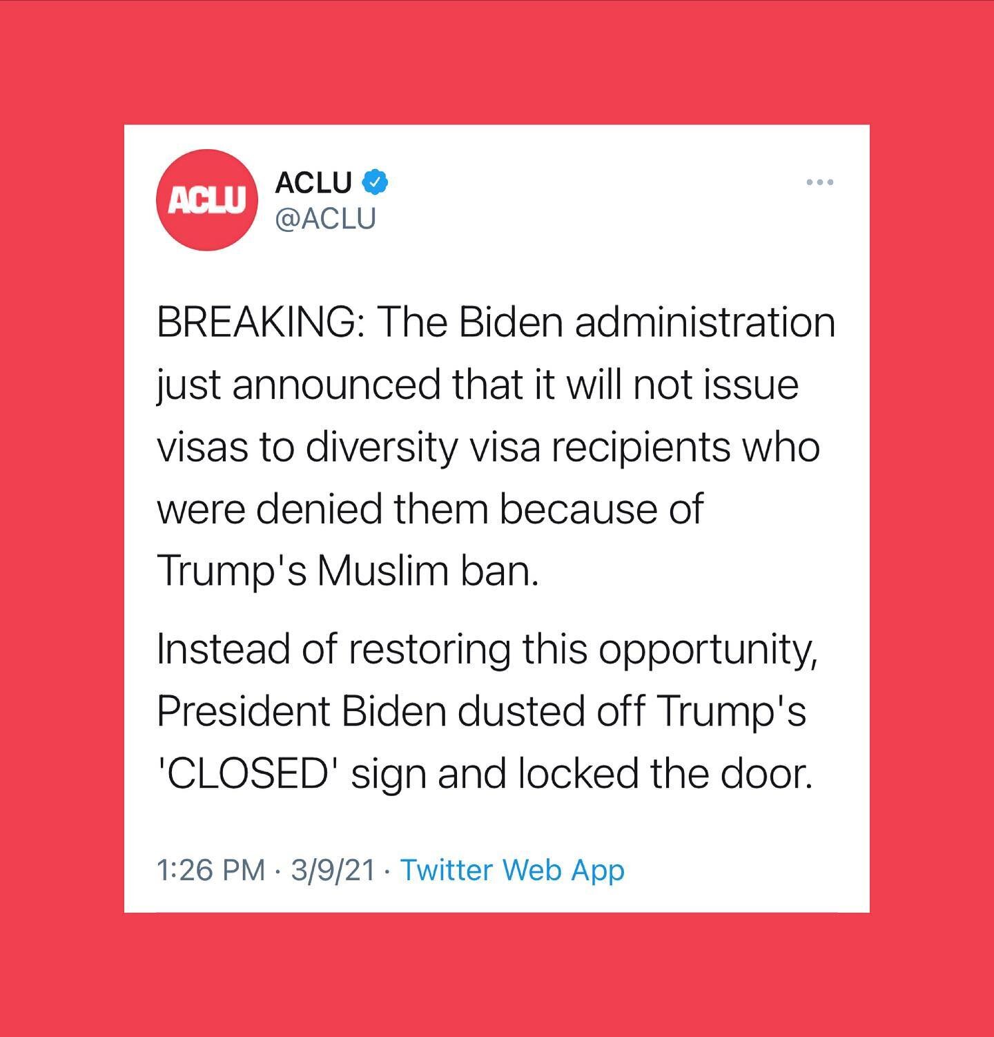 @POTUS signed an Executive Order reversing the Muslim ban, but for some reason won&rsquo;t grant the visas that Trump withheld. This is unacceptable.