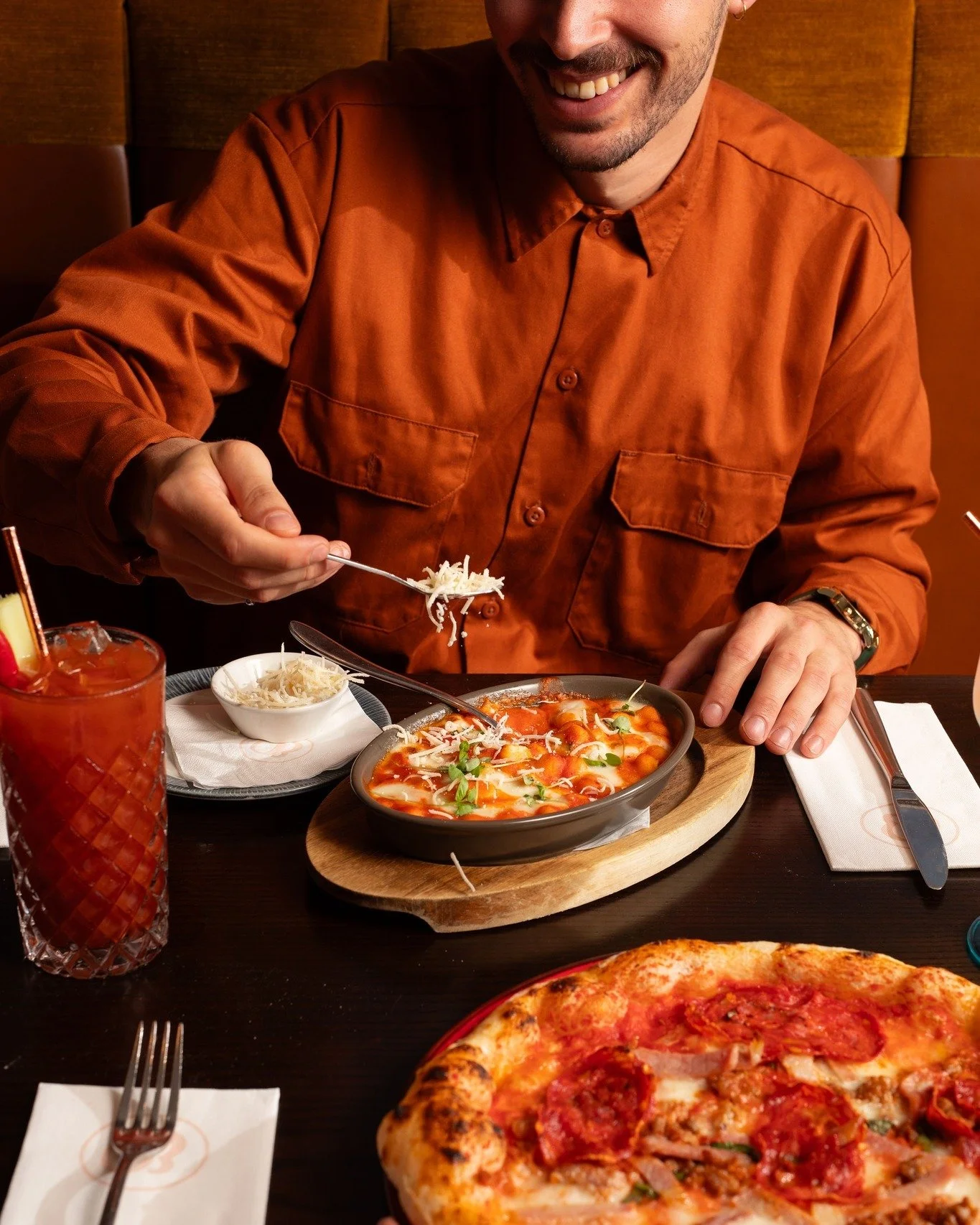 Simple, rustic, and full of flavour 

Our Gnocchetti alla Sorrentina is comfort food at its finest. Baked baby gnocchi in a rich San Marzano tomato &amp; basil sauce, finished with creamy Fior di Latte mozzarella and a sprinkle of Pecorino Romano.

S