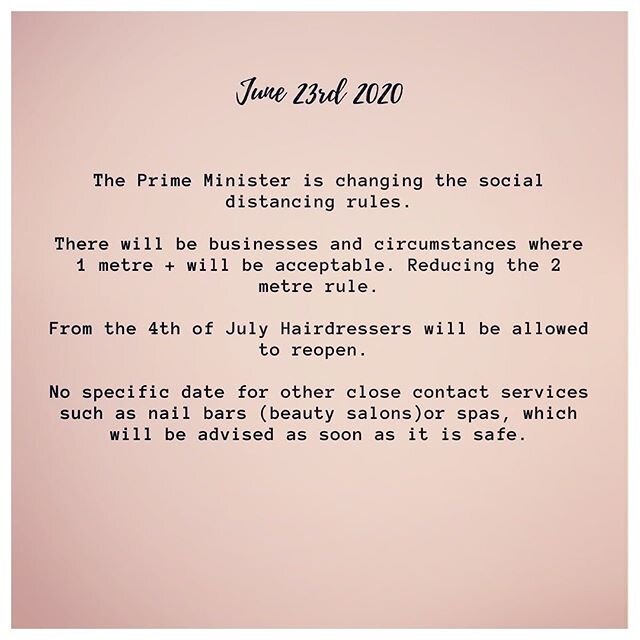For my amazing brides still waiting for trial dates it looks like we will have to wait a little bit longer. I will keep an eye on the updates and be in touch as soon as I know more. Will meet soon. 
Thank you @britishbeautycouncil for the update 🙏🏻