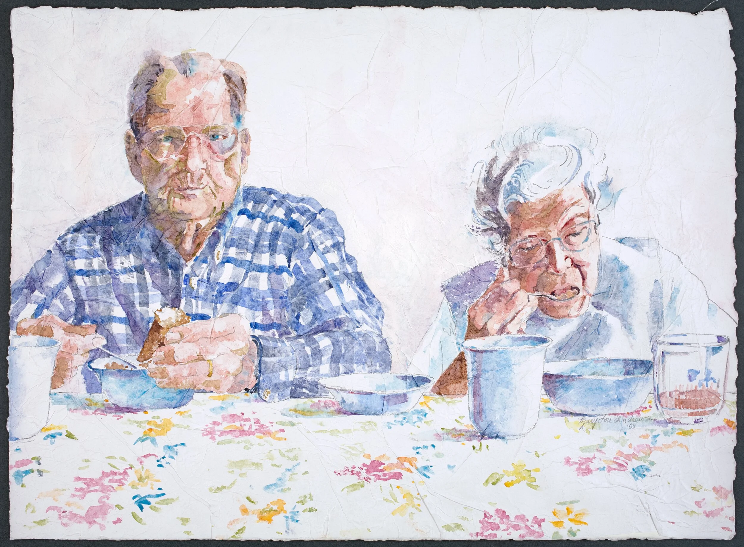   Breakfast of Champions . 22”x 30” Watercolor on Masa. Available. 