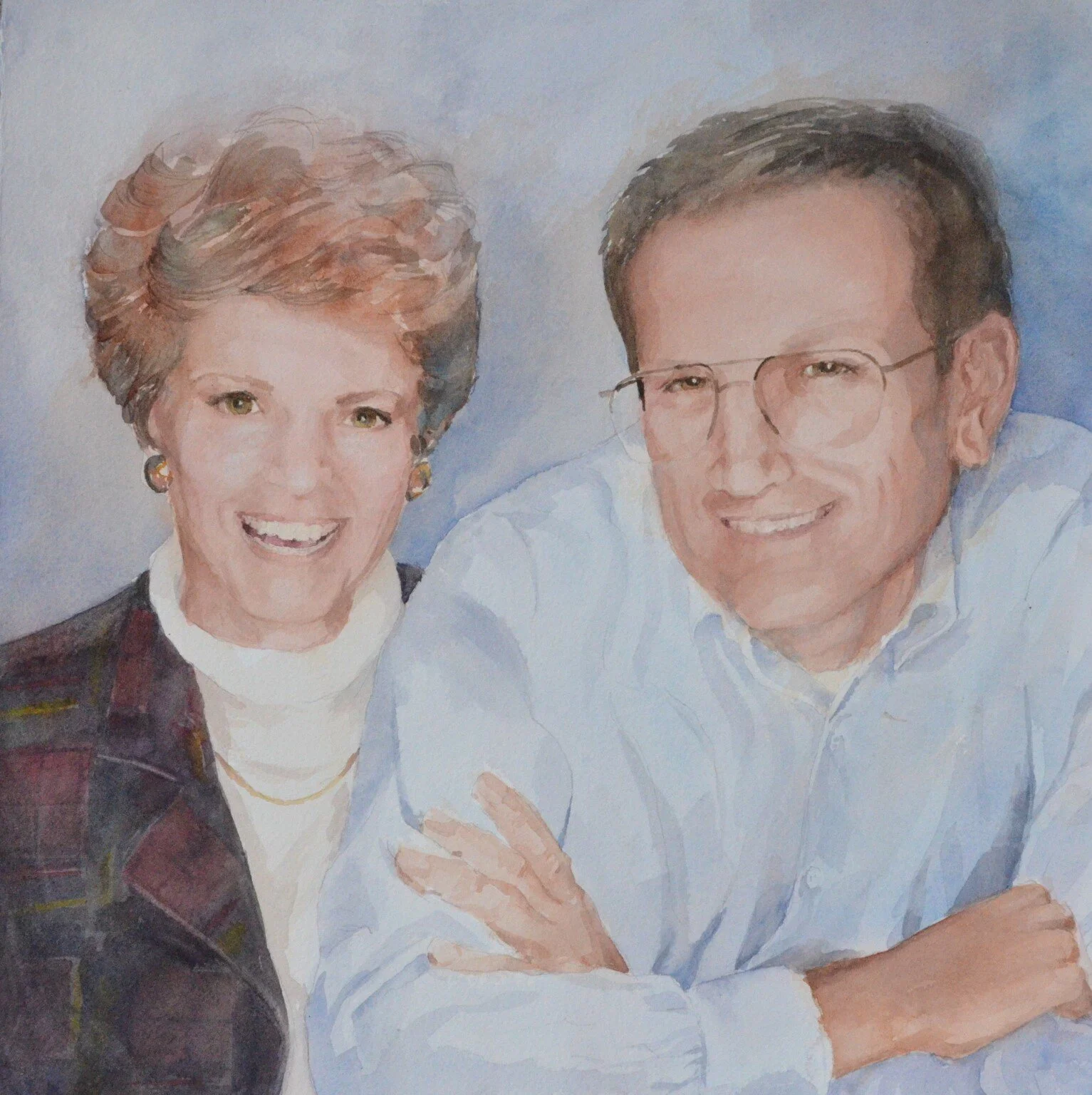   Tom and Linda .  20”x 20” Watercolor. Sold. 