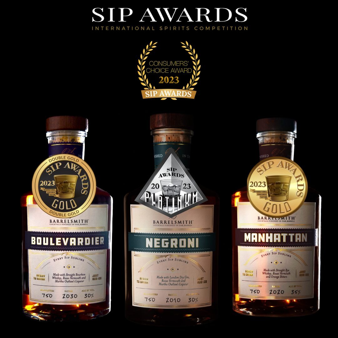 🏆✨Barrelsmith&rsquo;s barrel-aged cocktails have once again proved their exceptional quality and craftsmanship by receiving Consumers' Choice award at the 2023 International SIP Awards  for all three of our Ready-to-Serve cocktails.  This prestigiou