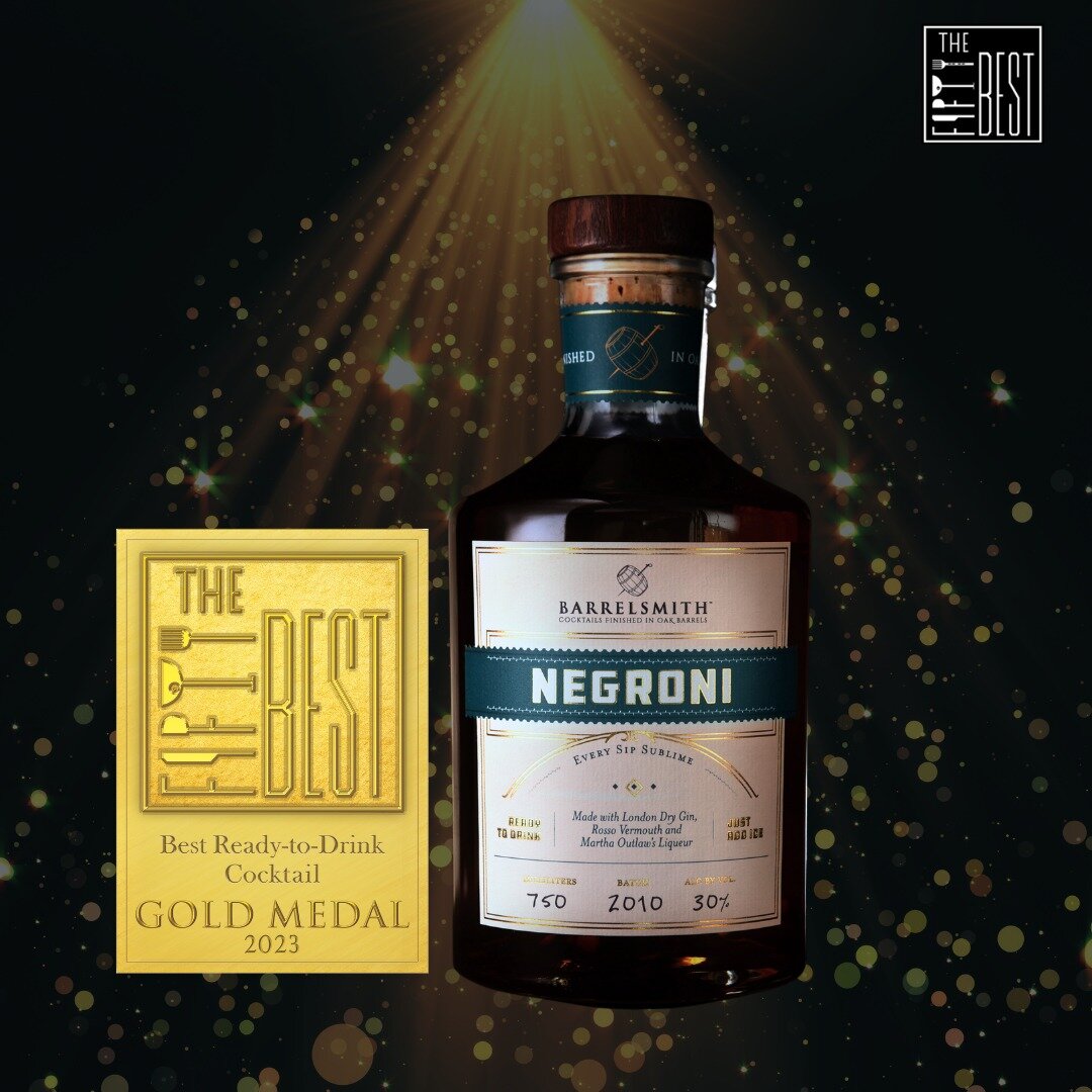 Barrelsmith&rsquo;s barrel-aged Negroni has earned the GOLD medal award at The Fifty Best Ready-to-Drink Cocktails competition! Cheers! 

The Fifty Best #thefiftybestawards #barrelsmithcocktails #readytodrinkcocktails #negroni #readytodrinknegroni #e