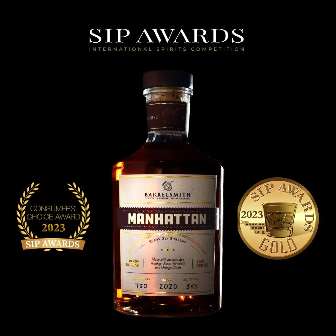 ✨Barrelsmith&rsquo;s barrel-aged Manhattan has received the esteemed Gold medal at the 2023 International SIP Awards! 
The SIP Awards stands as a distinguished judging competition, offering spirit brands unbiased feedback and well-deserved recognitio