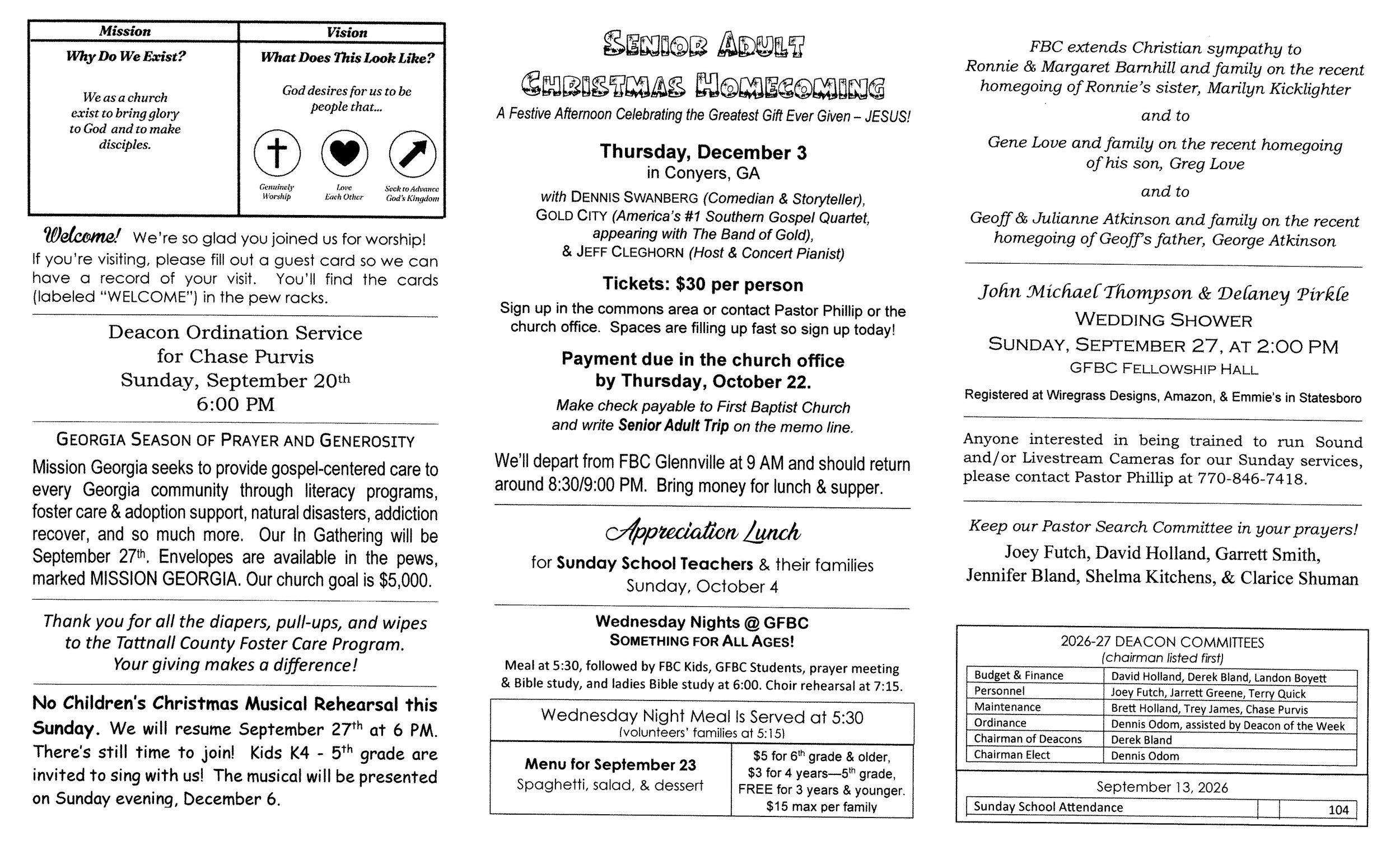 FBC Glennville Newsletter pg 2: 9-16-26