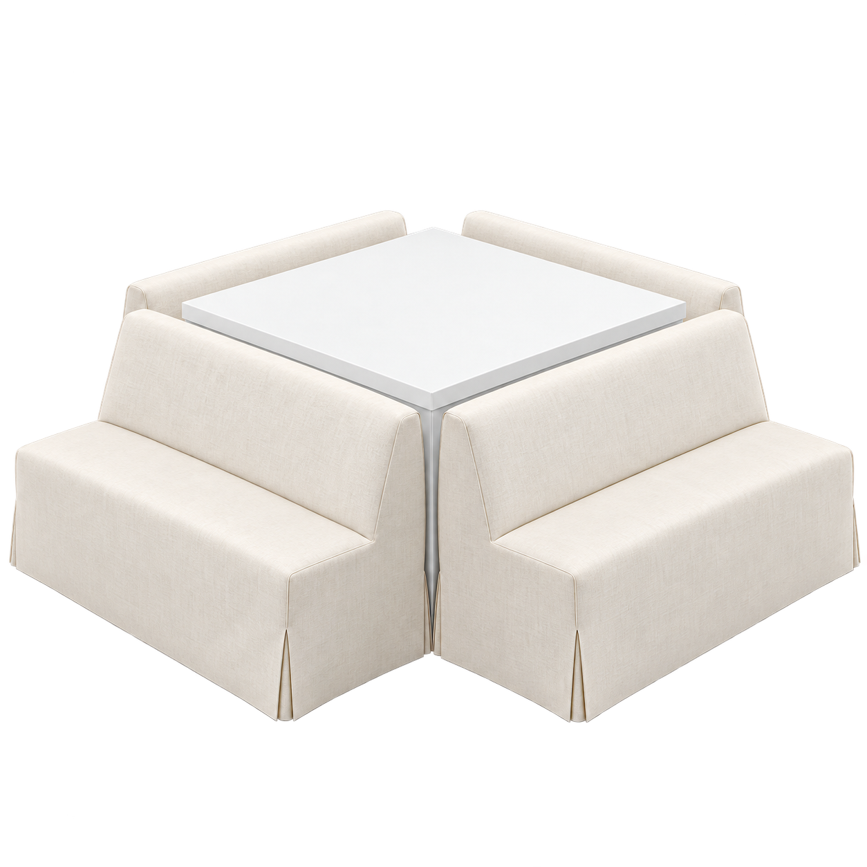Kendall Banquettes in Linen Talc w/ 4-Sided Riser