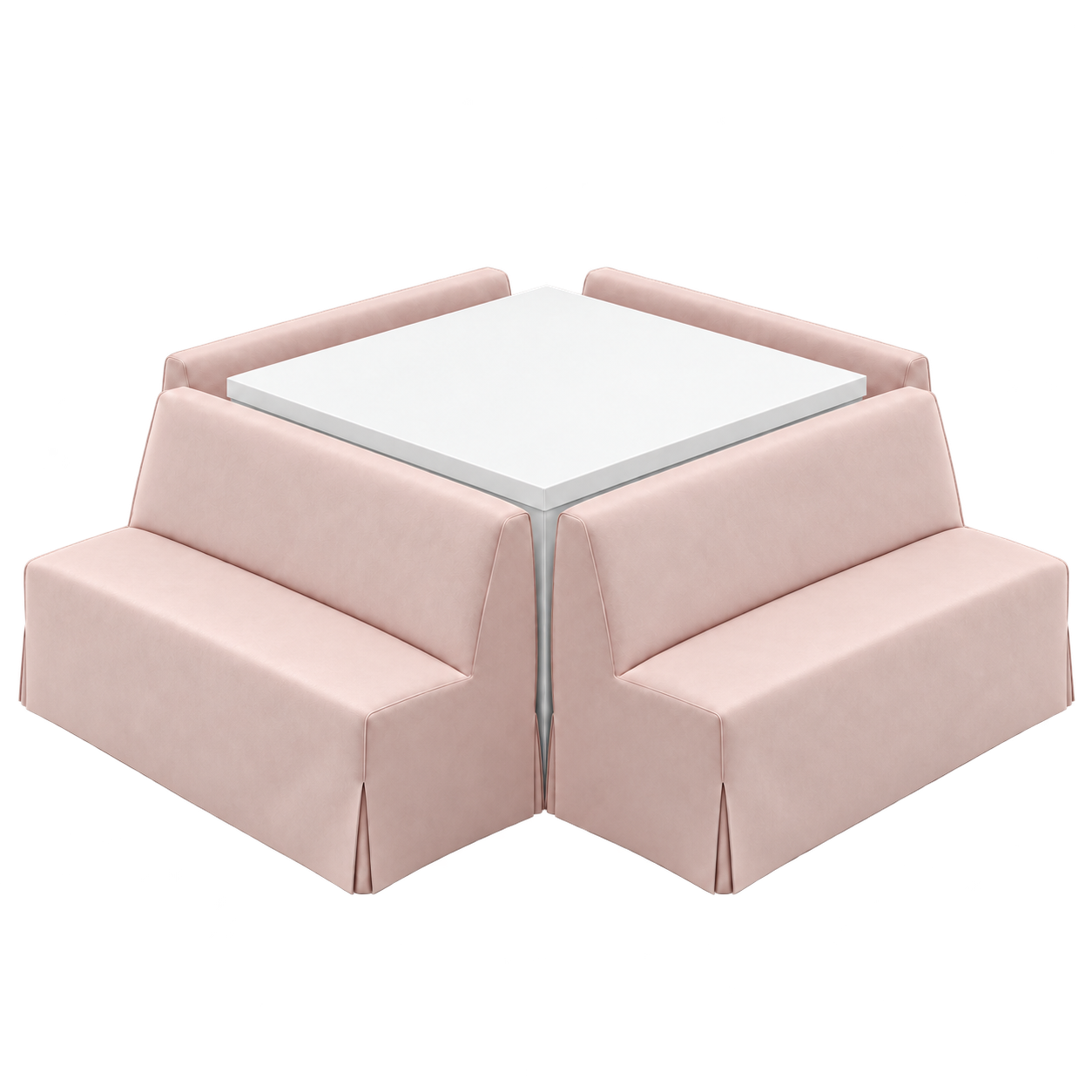 Kendall Banquettes in Classic Velvet - Blush w/ 4-Sided Banquette Riser