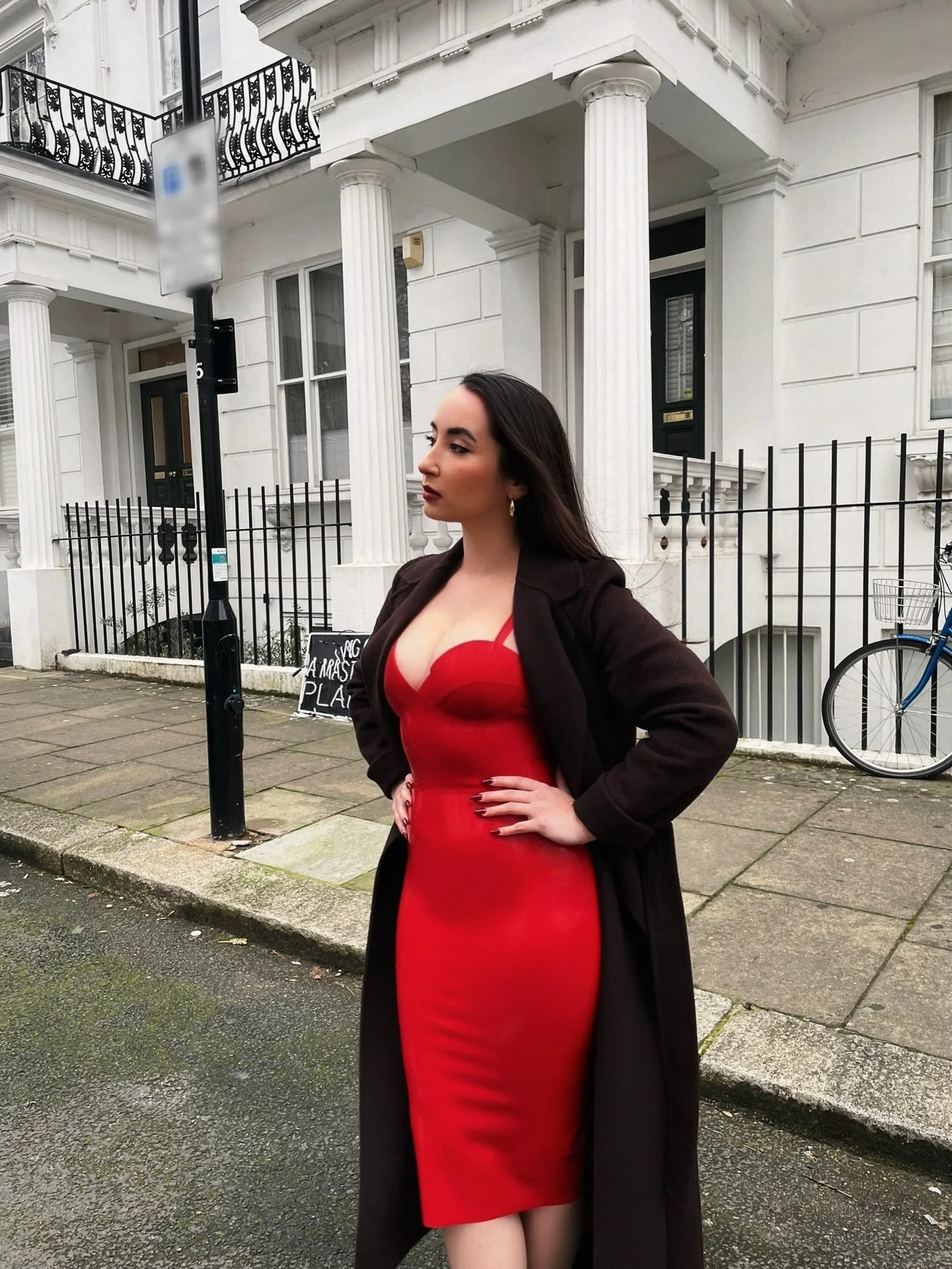Wearing latex on the streets of London.